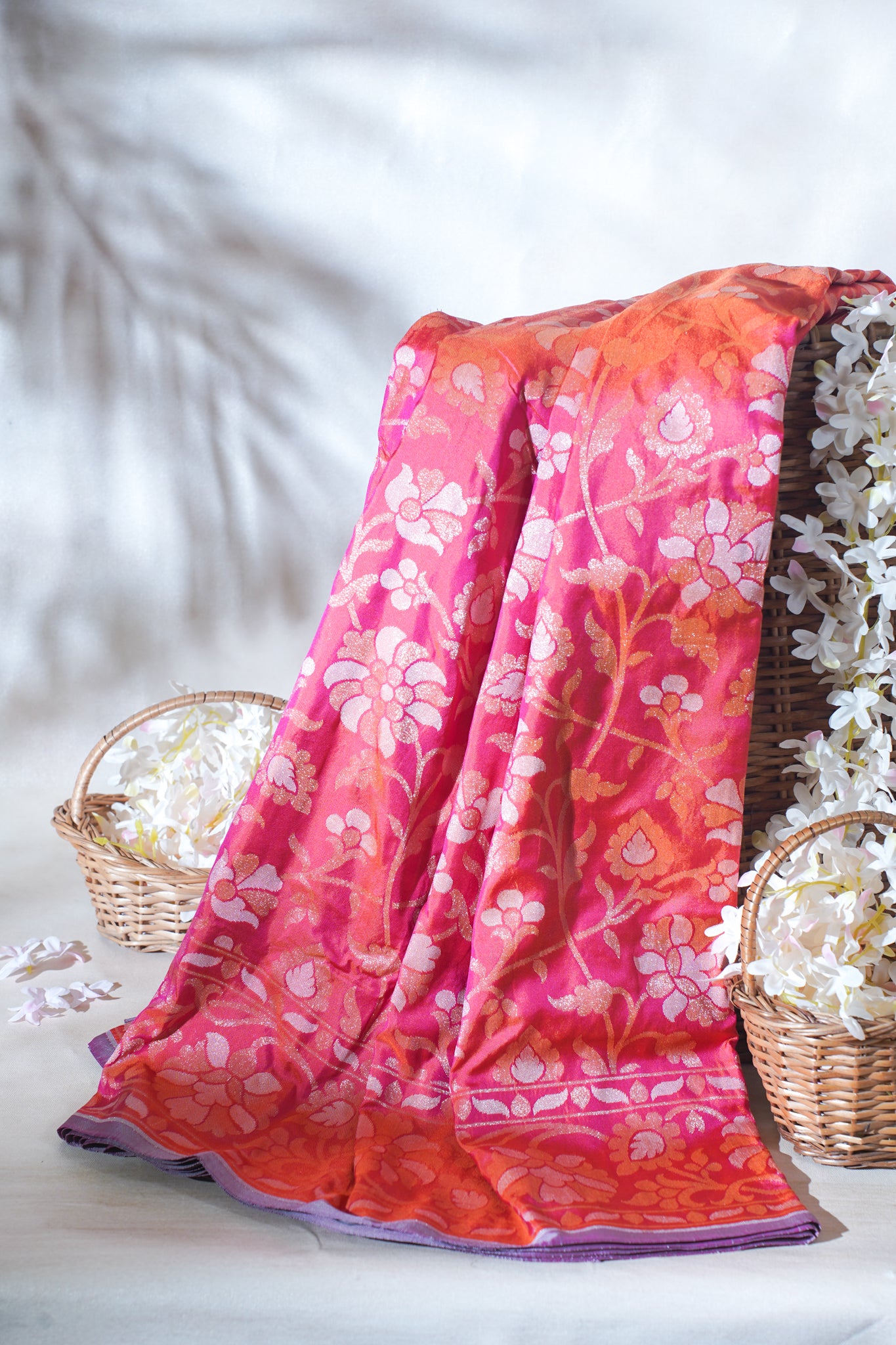 Pink & Orange Pure Ektara Silk Handwoven Saree