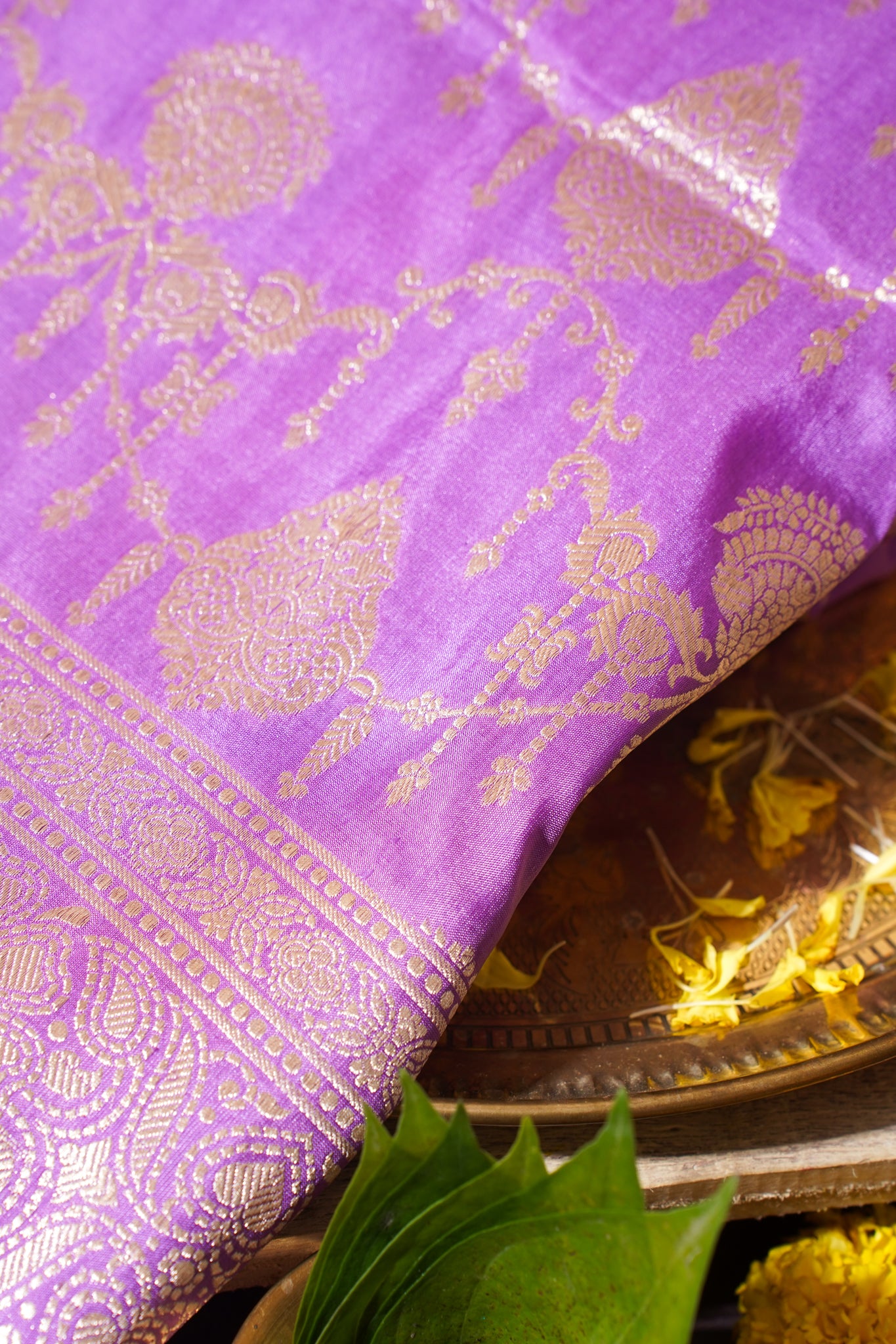 Lavender Banarasi Pure Katan Silk Jaal Saree