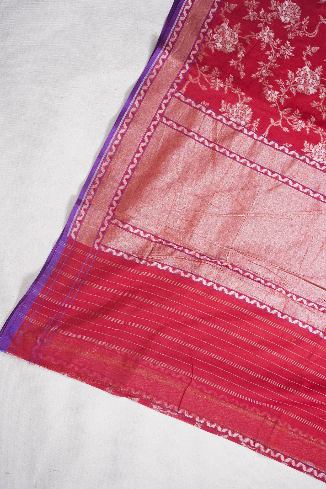 Red Pure Cotton Jamdani Handwoven Saree
