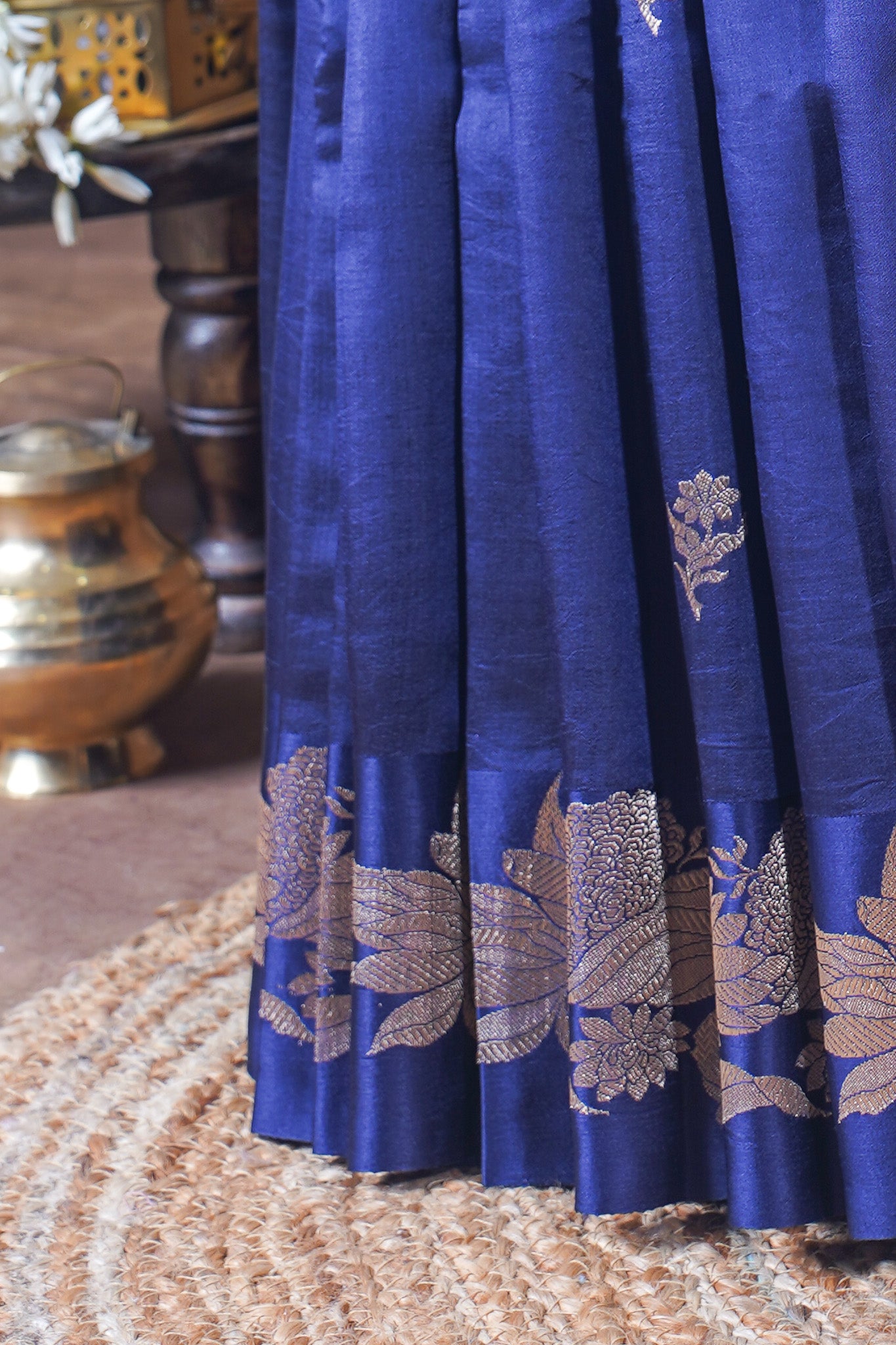 Royal Blue Handloom Pure Silk Banarasi Saree