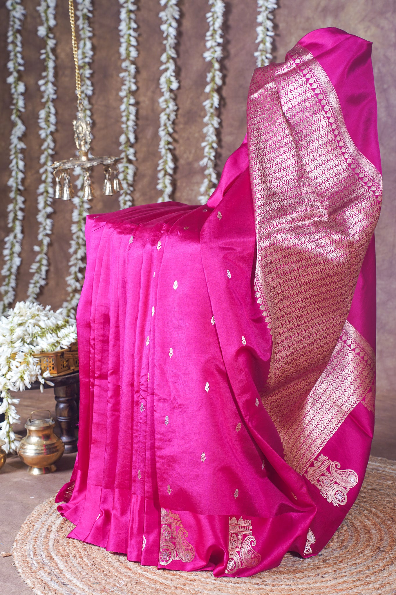 Magenta Handloom Pure Silk Banarasi Saree