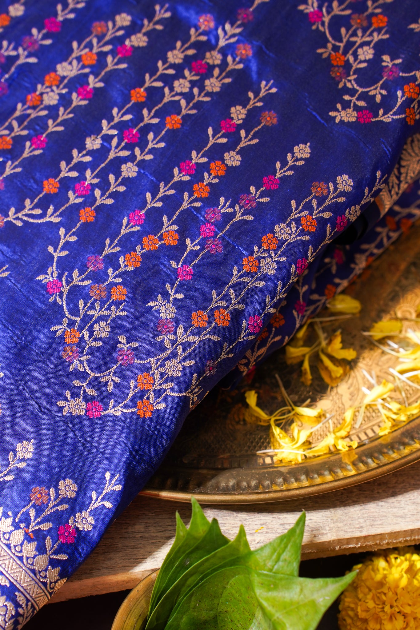 Royal Blue Banarasi Pure Katan Silk Minakari Jaal Saree