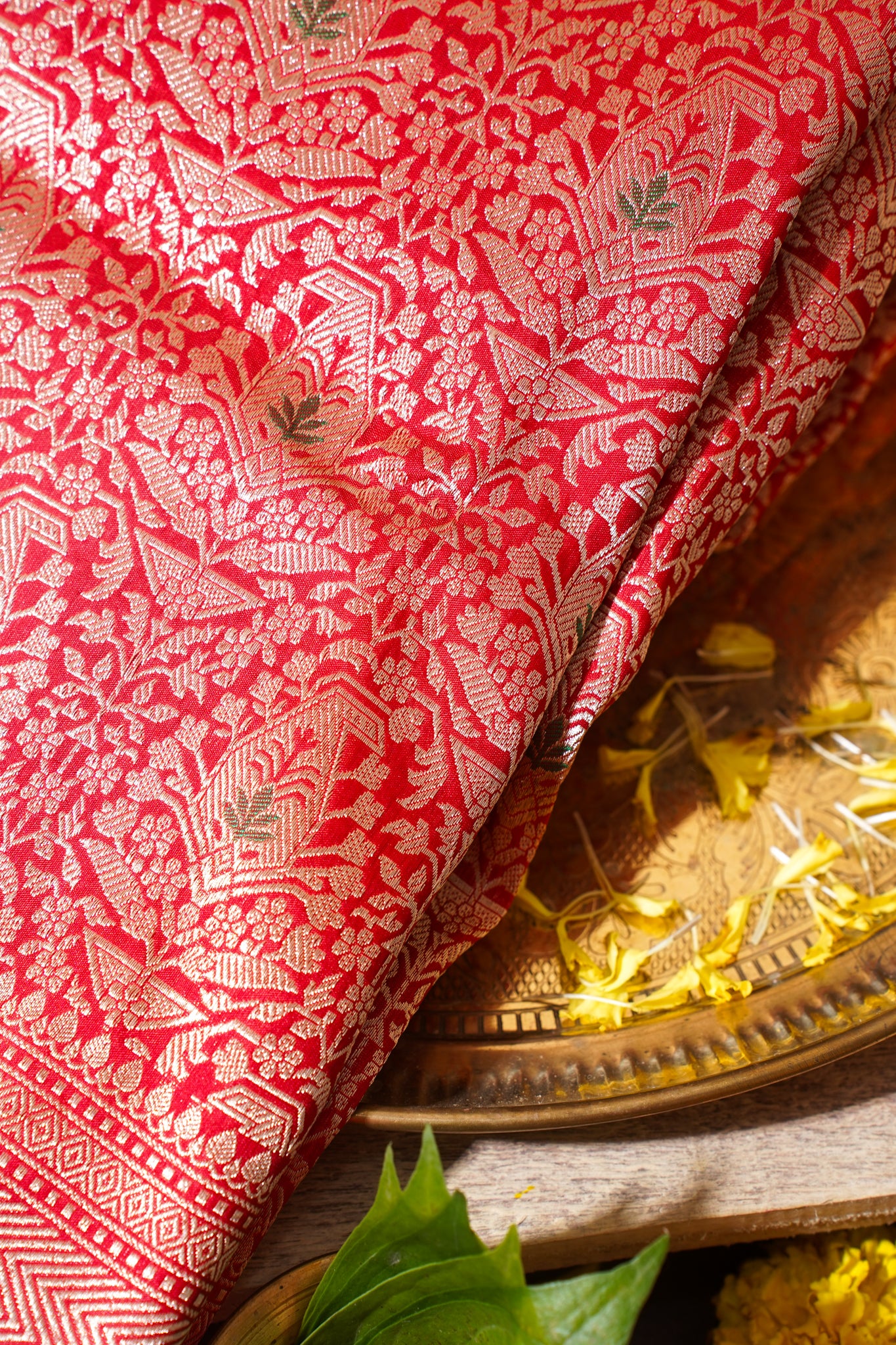 Red Banarasi Pure Minakari Brocade Saree