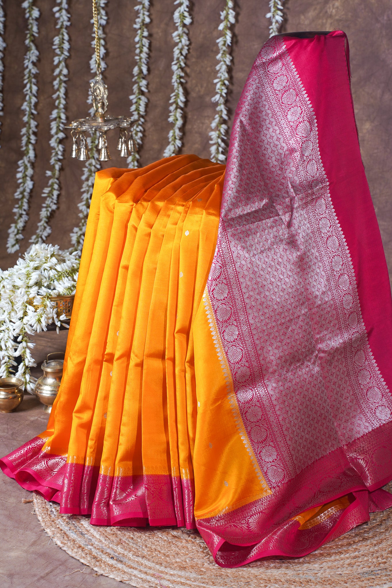 Mustard Yellow Handloom Pure Silk Banarasi Saree