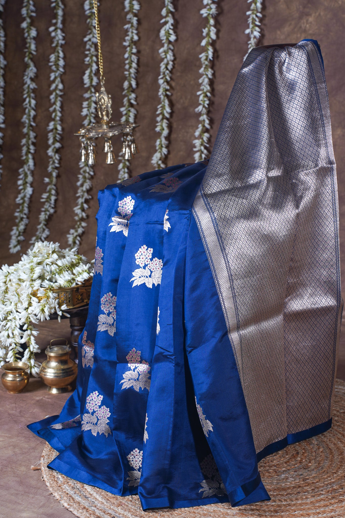 Royal Blue Handloom Pure Silk Banarasi Saree