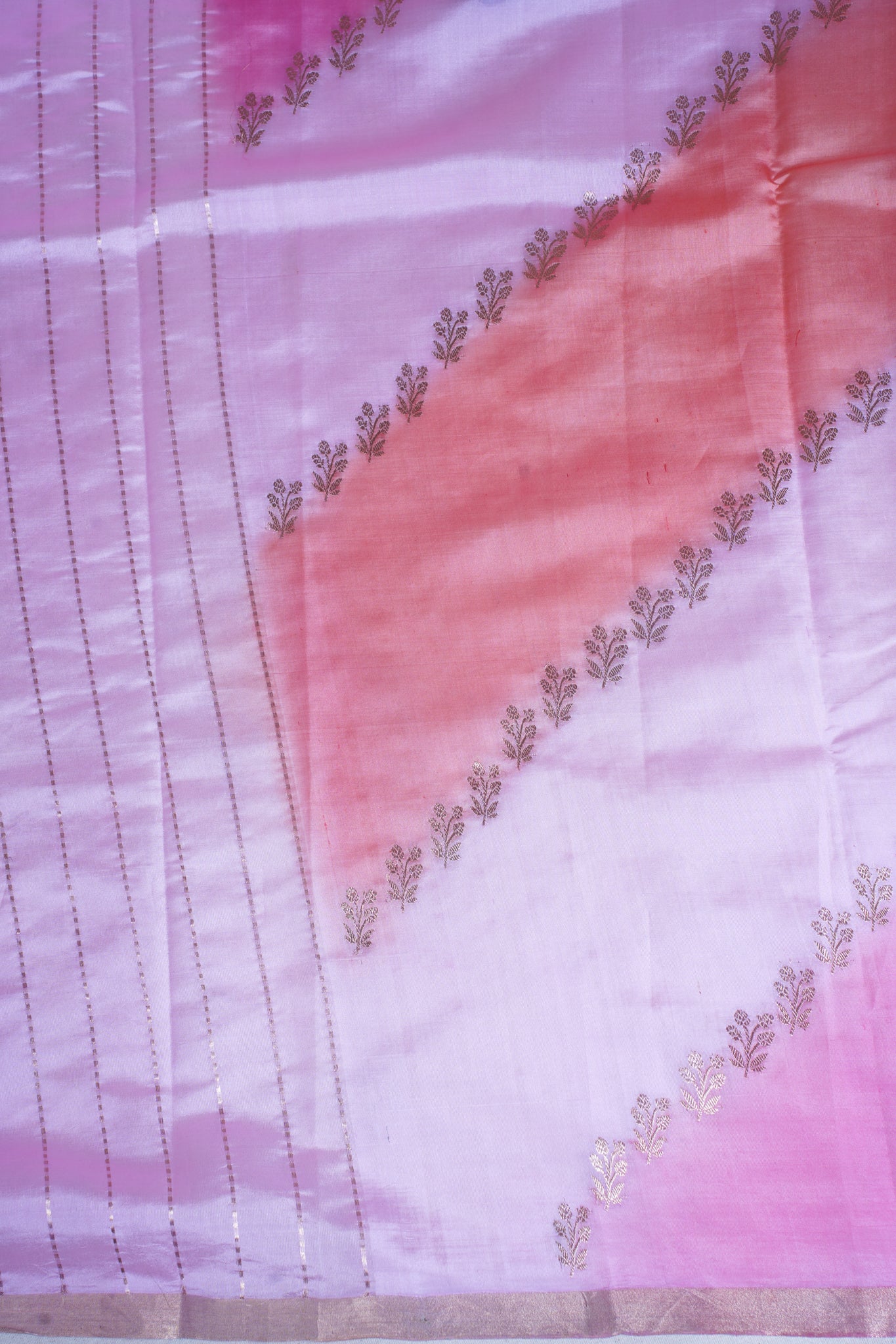 Soft Pink and Ivory Handloom Pure Mango Katan Silk Saree