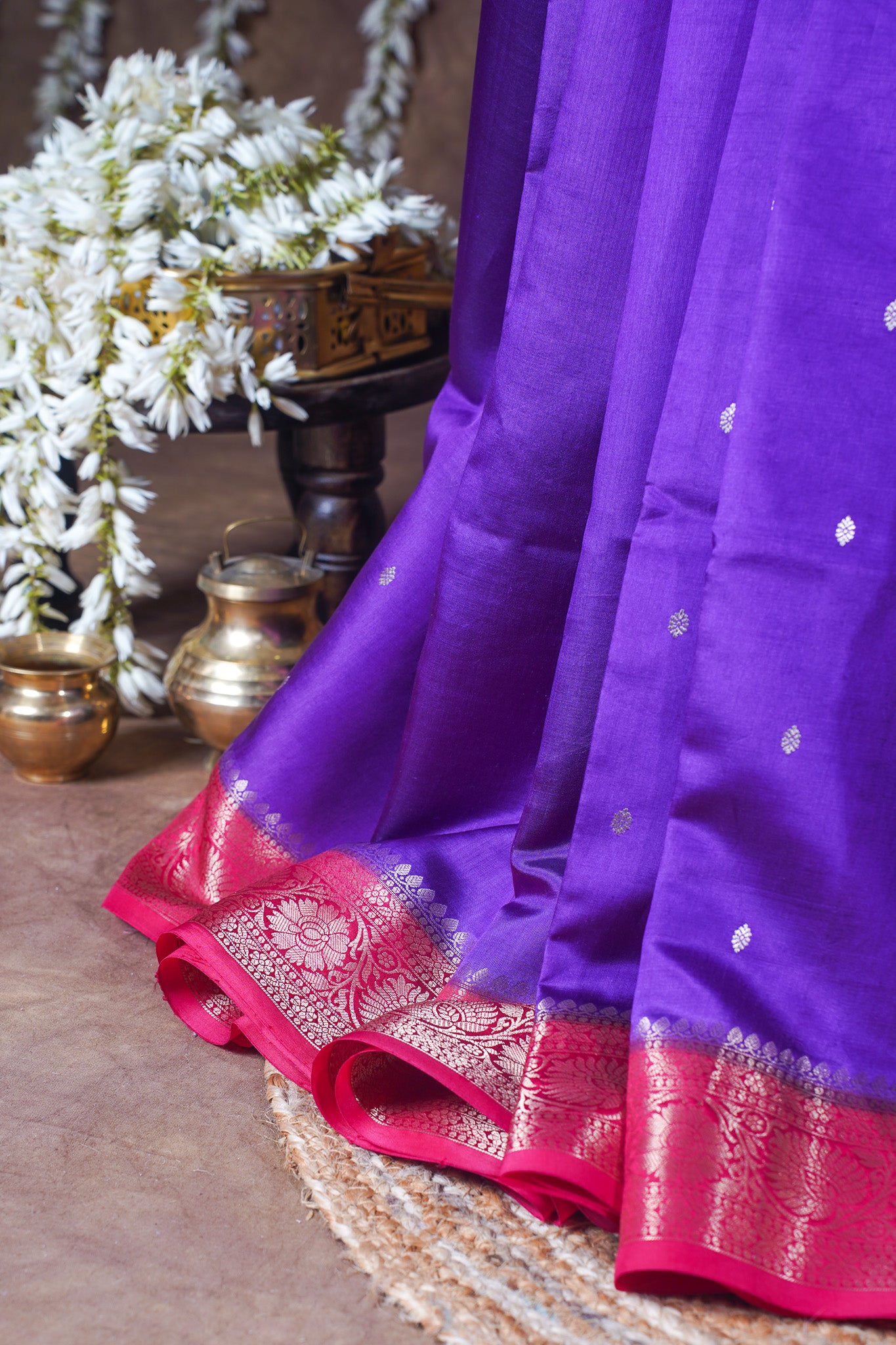 Purple Handloom Pure Silk Banarasi Saree