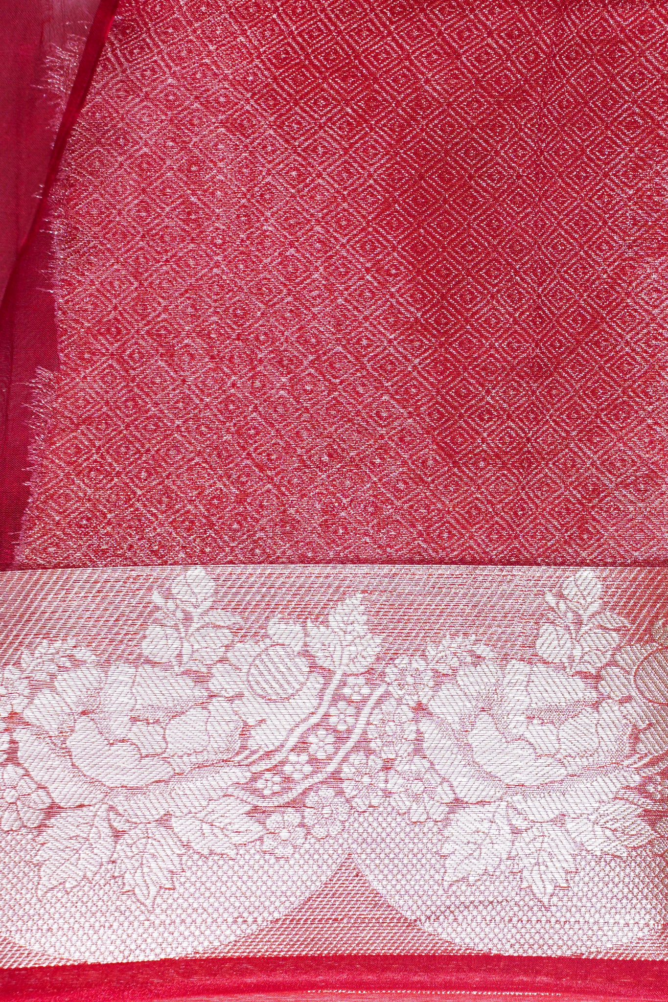Crimson Red Banarasi Pure Tissue Silk Saree