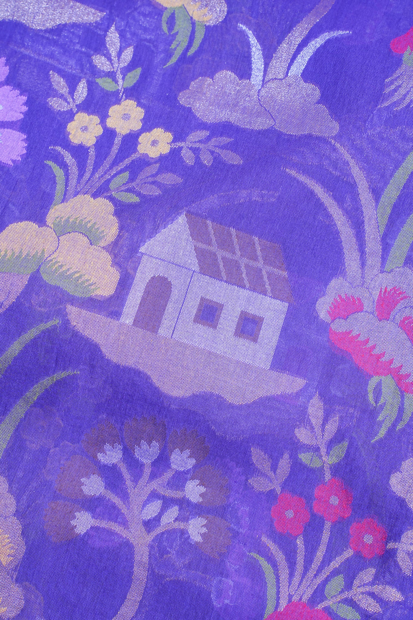 Purple Pure Cotton Silk Jamdani Handwoven Saree