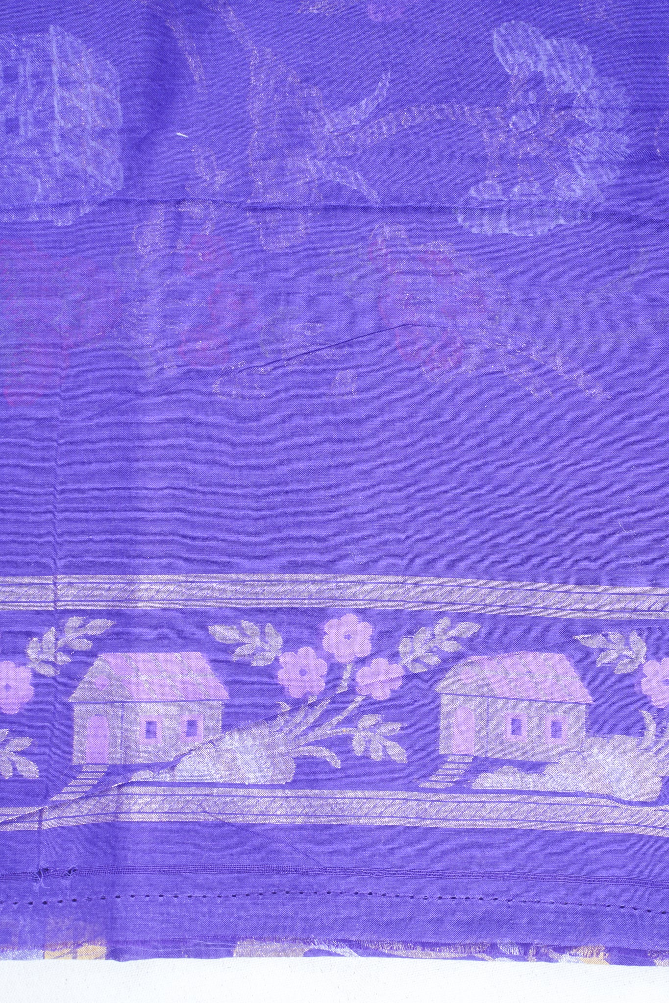 Purple Pure Cotton Silk Jamdani Handwoven Saree
