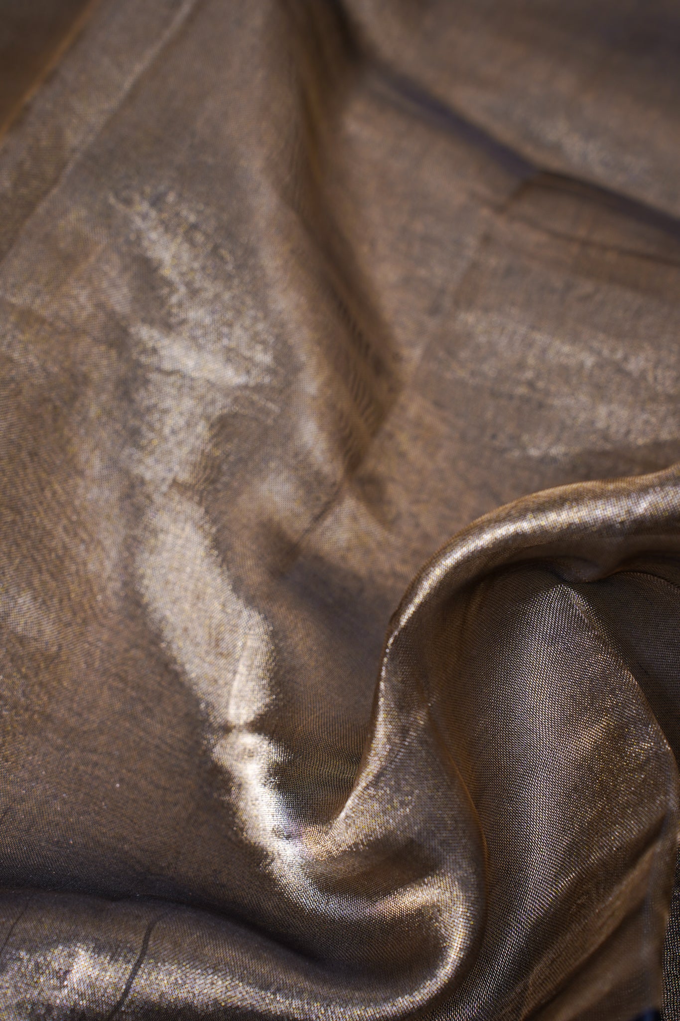 Charcoal Silver Banarasi Tissue Saree with Navy Satin Border