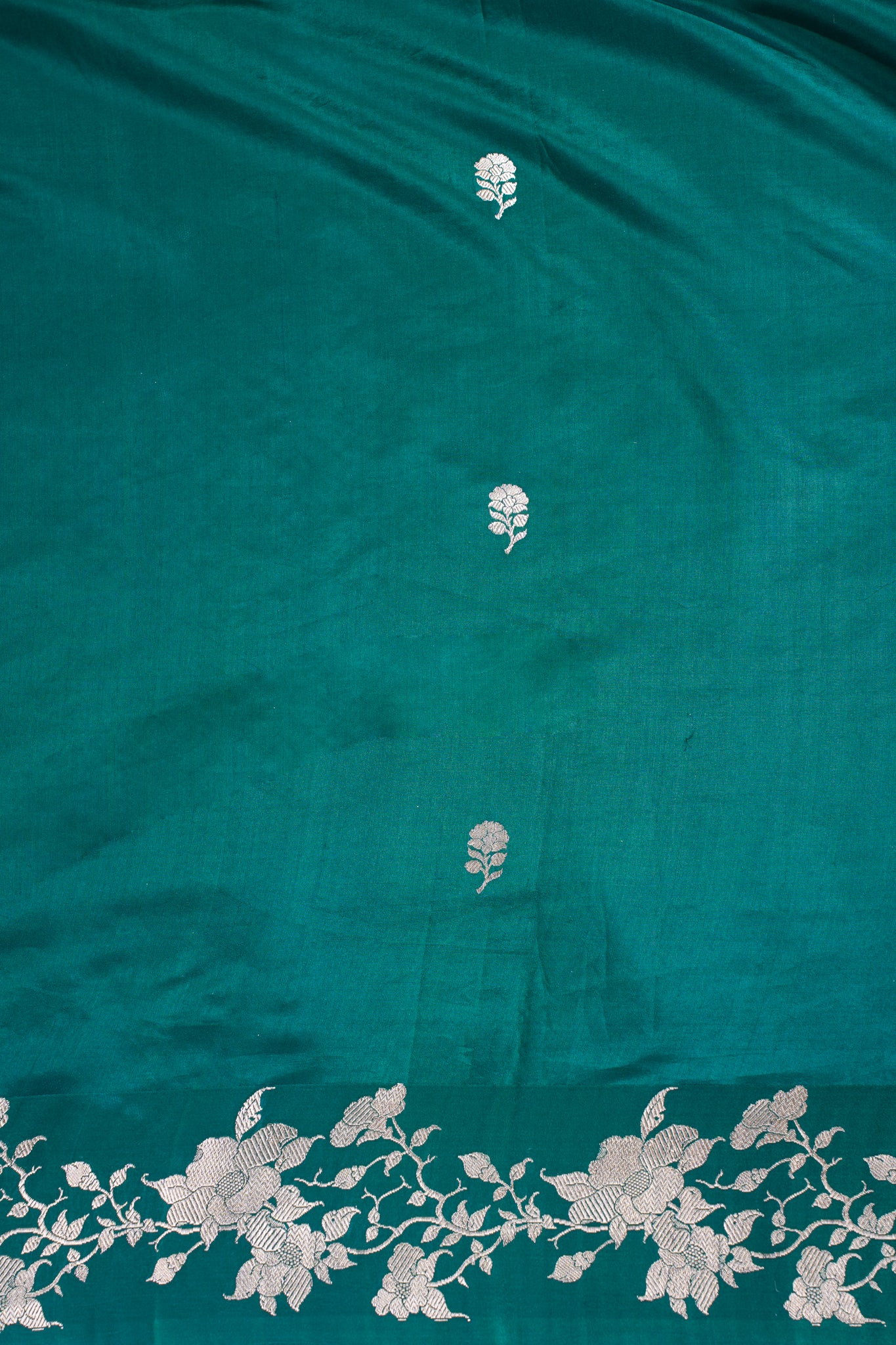 Bottle Green Handloom Banarasi Mango Katan Silk Saree