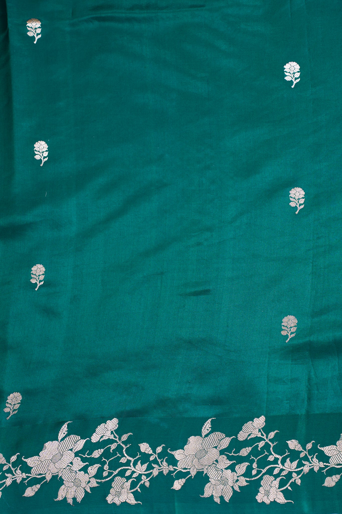Bottle Green Handloom Banarasi Mango Katan Silk Saree