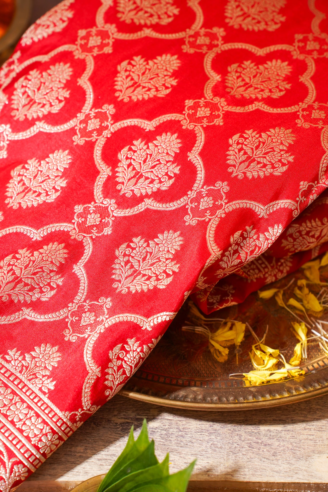 Rani Pink Banarasi Pure Katan Silk Jaal Saree