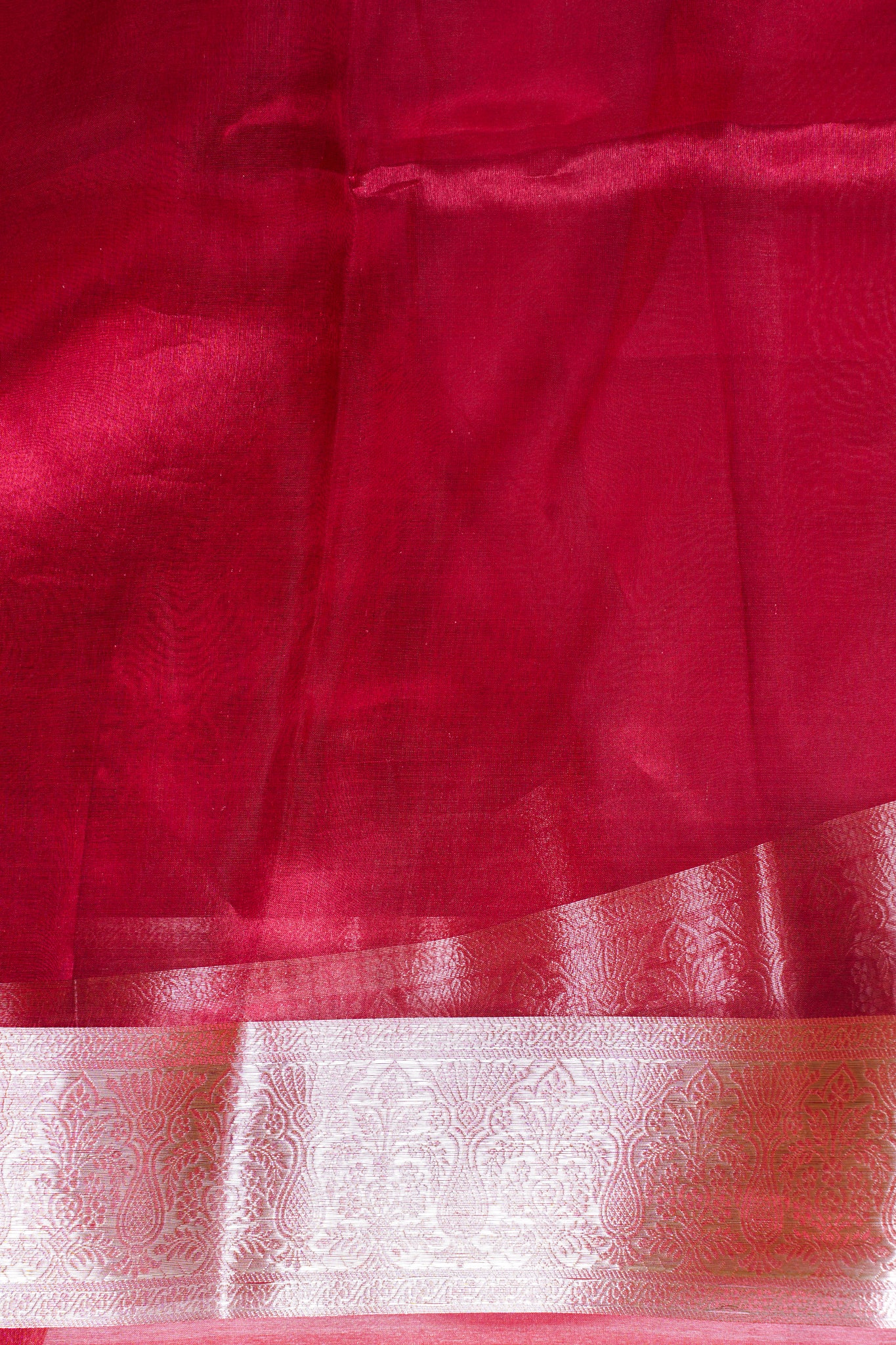 Crimson Red Banarasi Pure Tissue Silk Saree