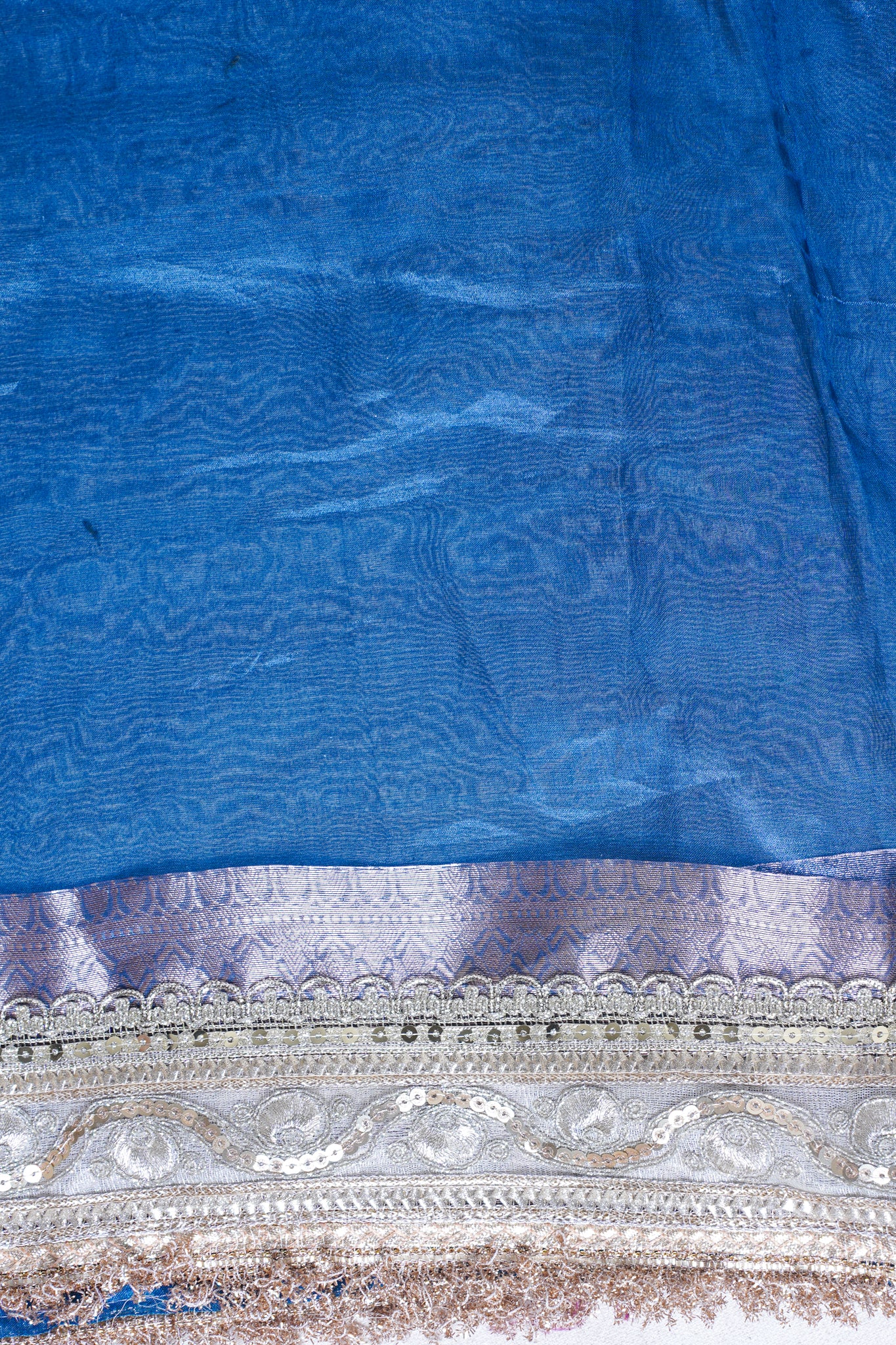 Royal Blue Banarasi Pure Tissue Silk Saree with Sequined Lace Border