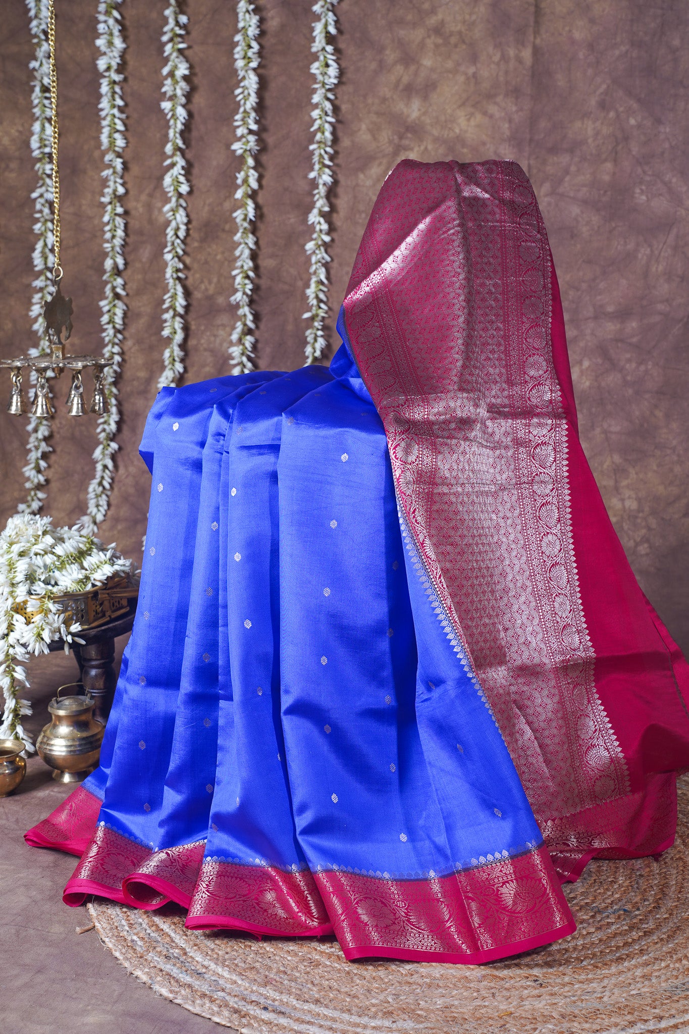 Royal Blue Handloom Pure Silk Banarasi Saree