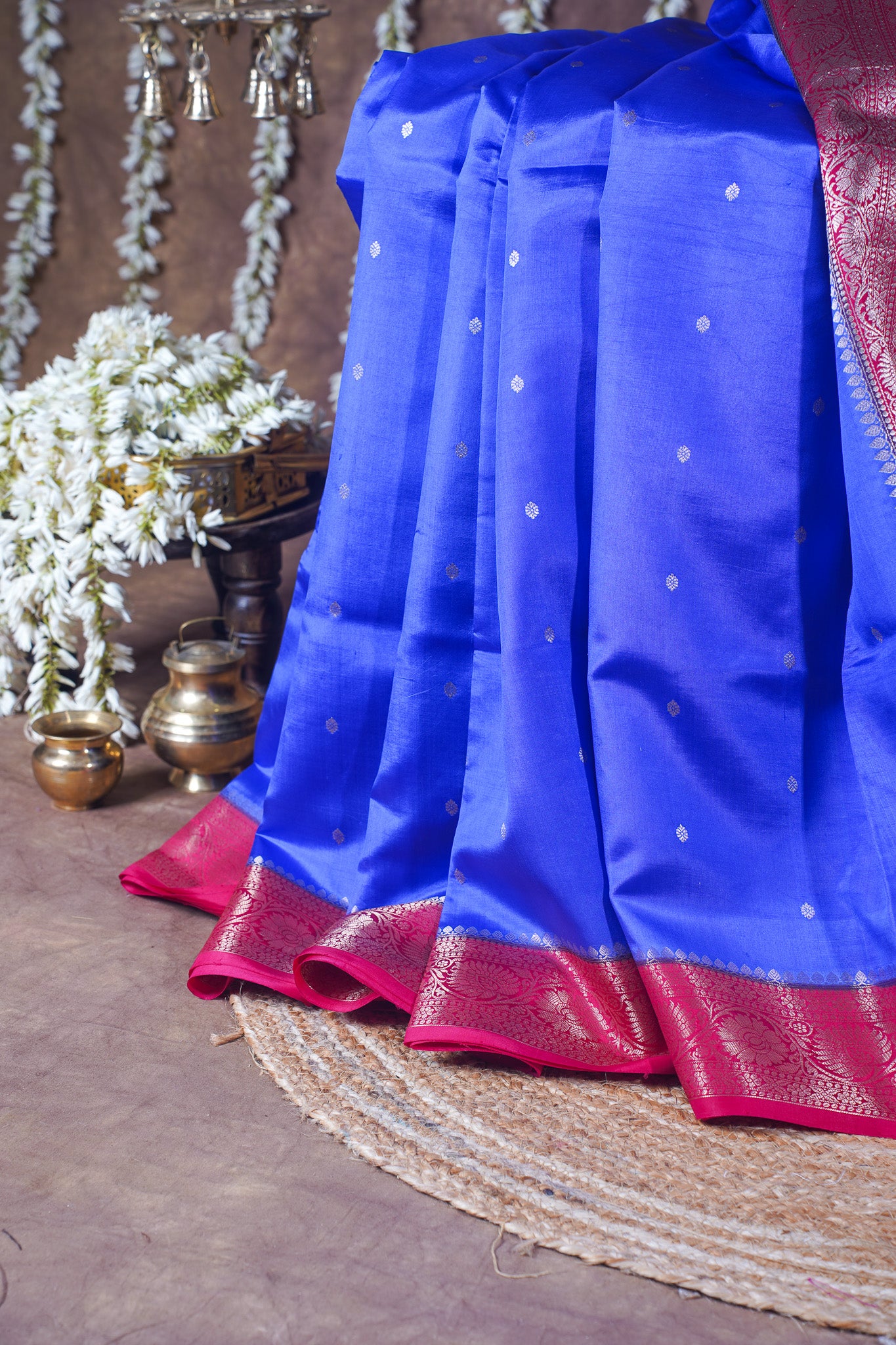 Royal Blue Handloom Pure Silk Banarasi Saree