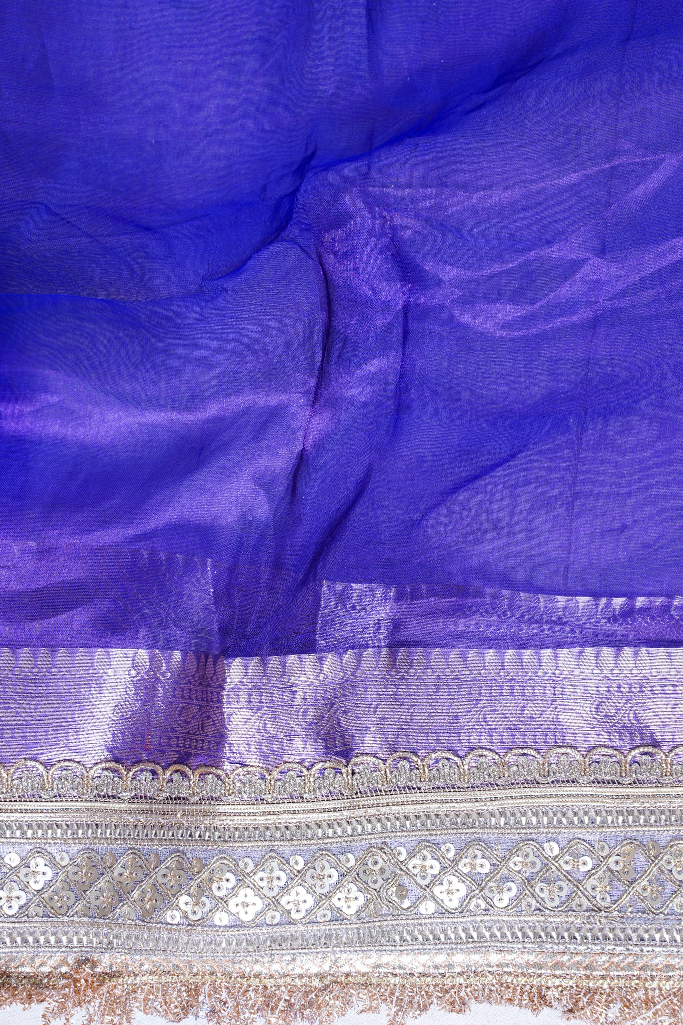 Royal Purple Banarasi Pure Tissue Silk Saree with Sequined Lace Border