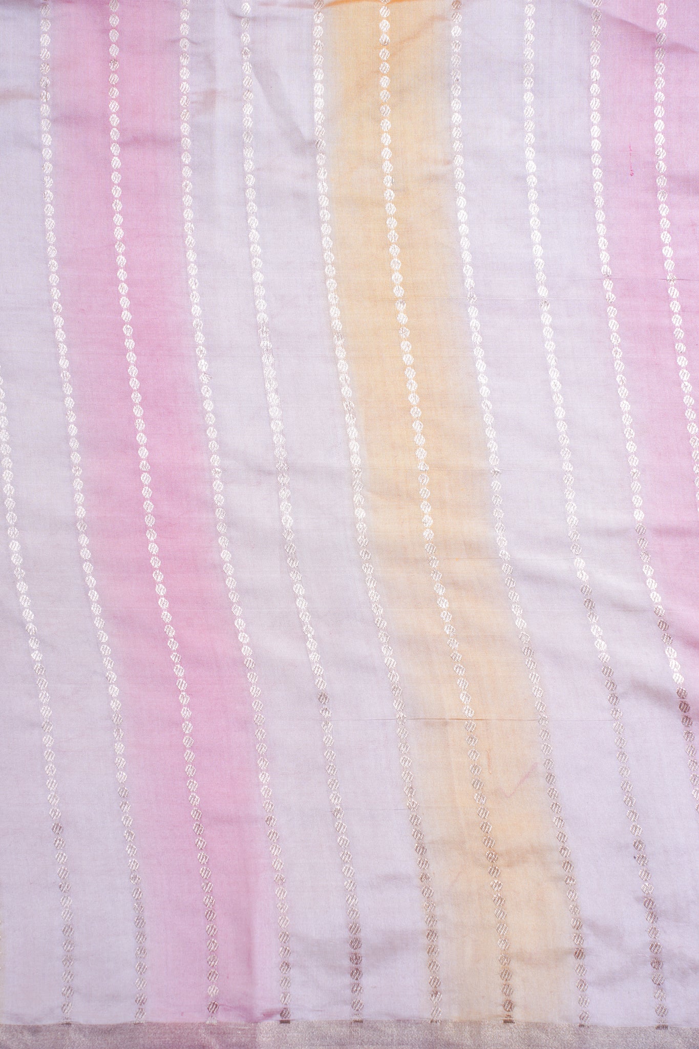 Soft pastel pink-ivory white Handloom Pure Mango Katan Silk Saree