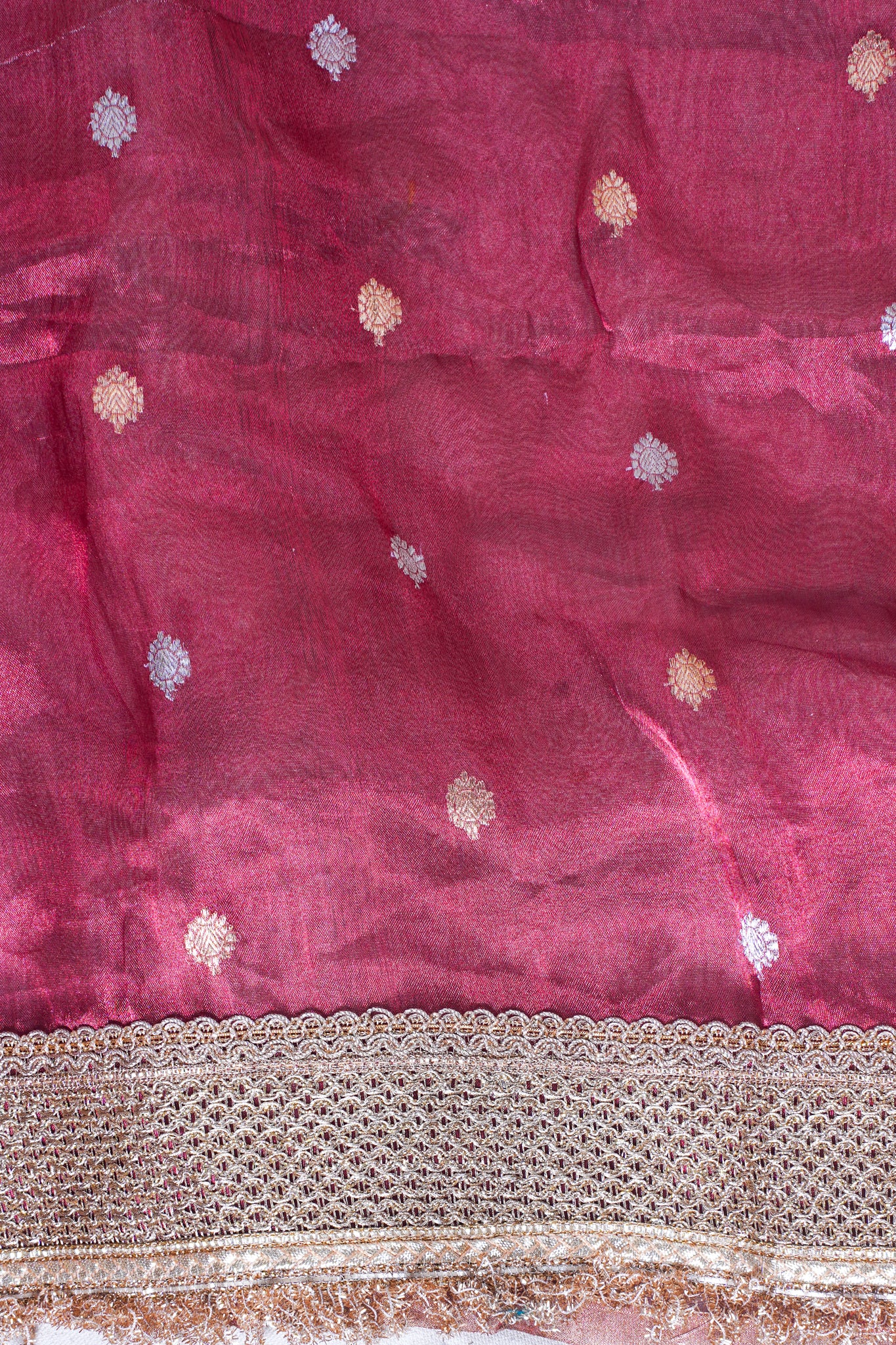 Banarasi Pure Tissue Silk Saree with Handcrafted Lace Border