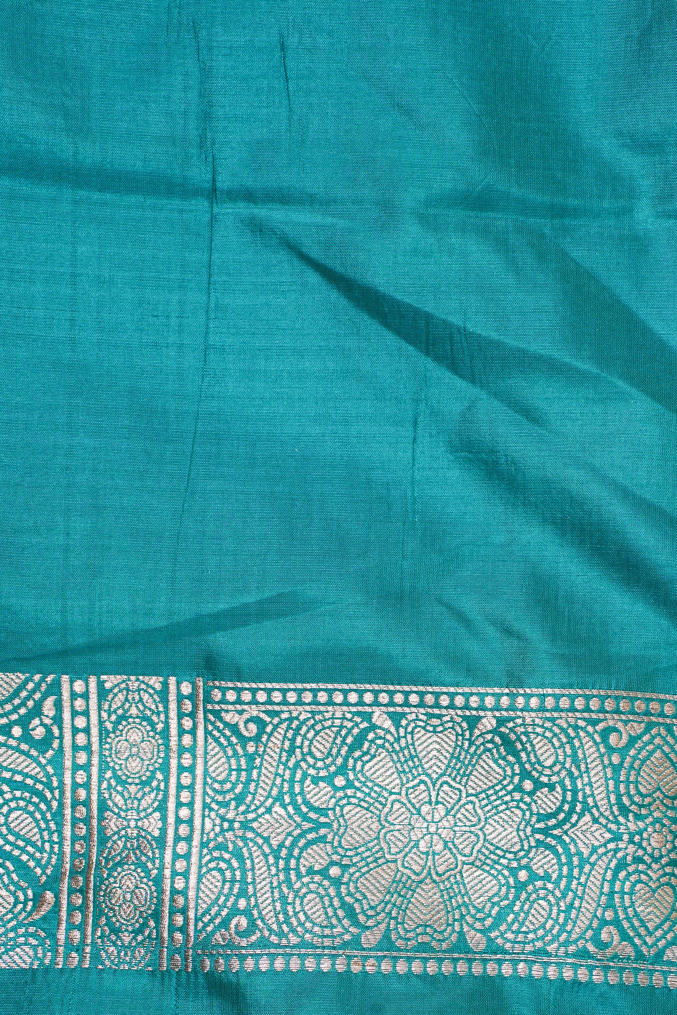 Turquoise Blue Banarasi Pure Katan Silk Jaal Saree