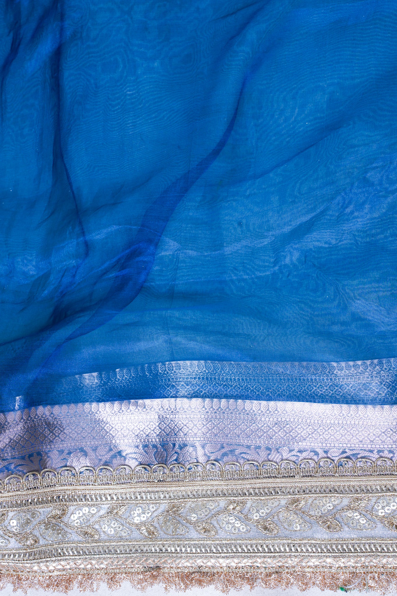Royal Blue Banarasi Pure Tissue Silk Saree with Lace Border