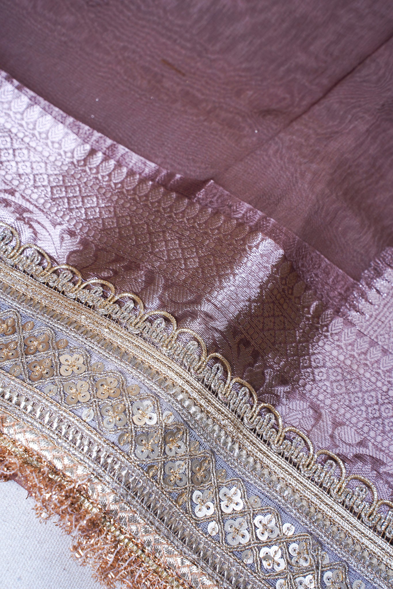 Banarasi Pure Tissue Silk Saree with Sequined Lace Border