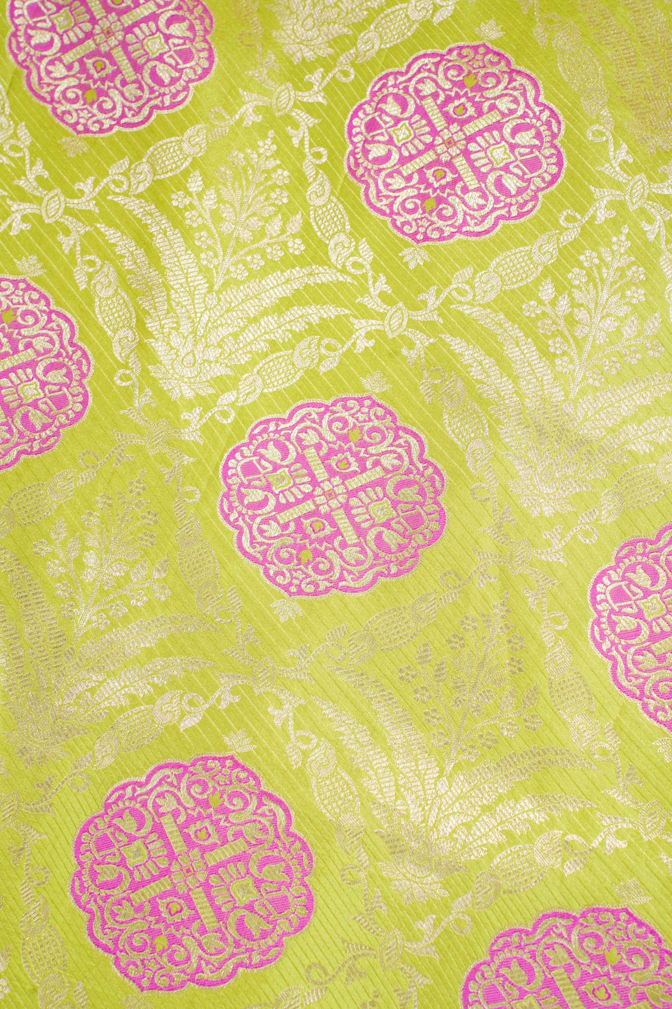 Parrot Green Pure Brocade Minakaari Saree