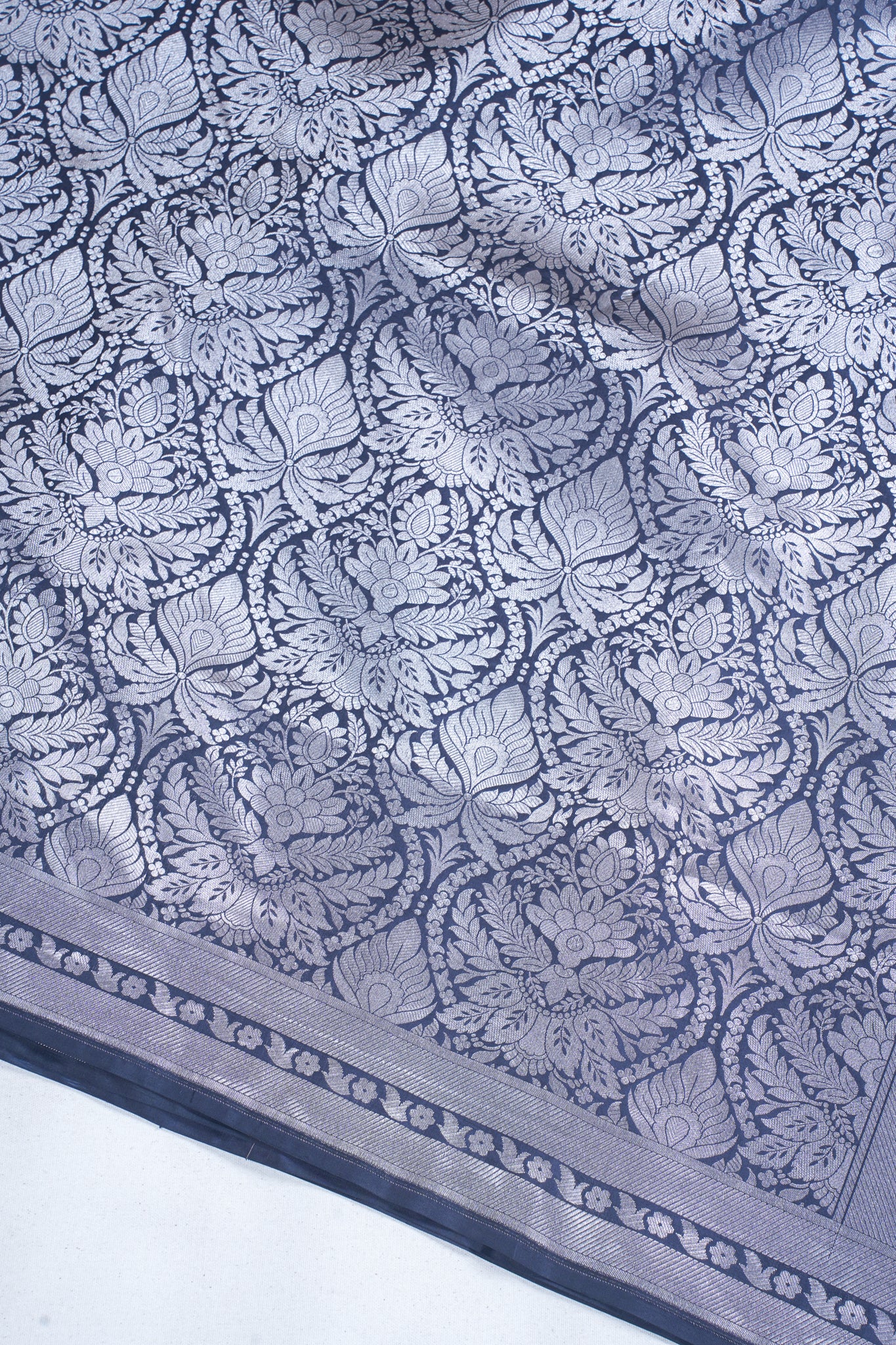 Black & Silver Royal Weave Pure Brocade Saree