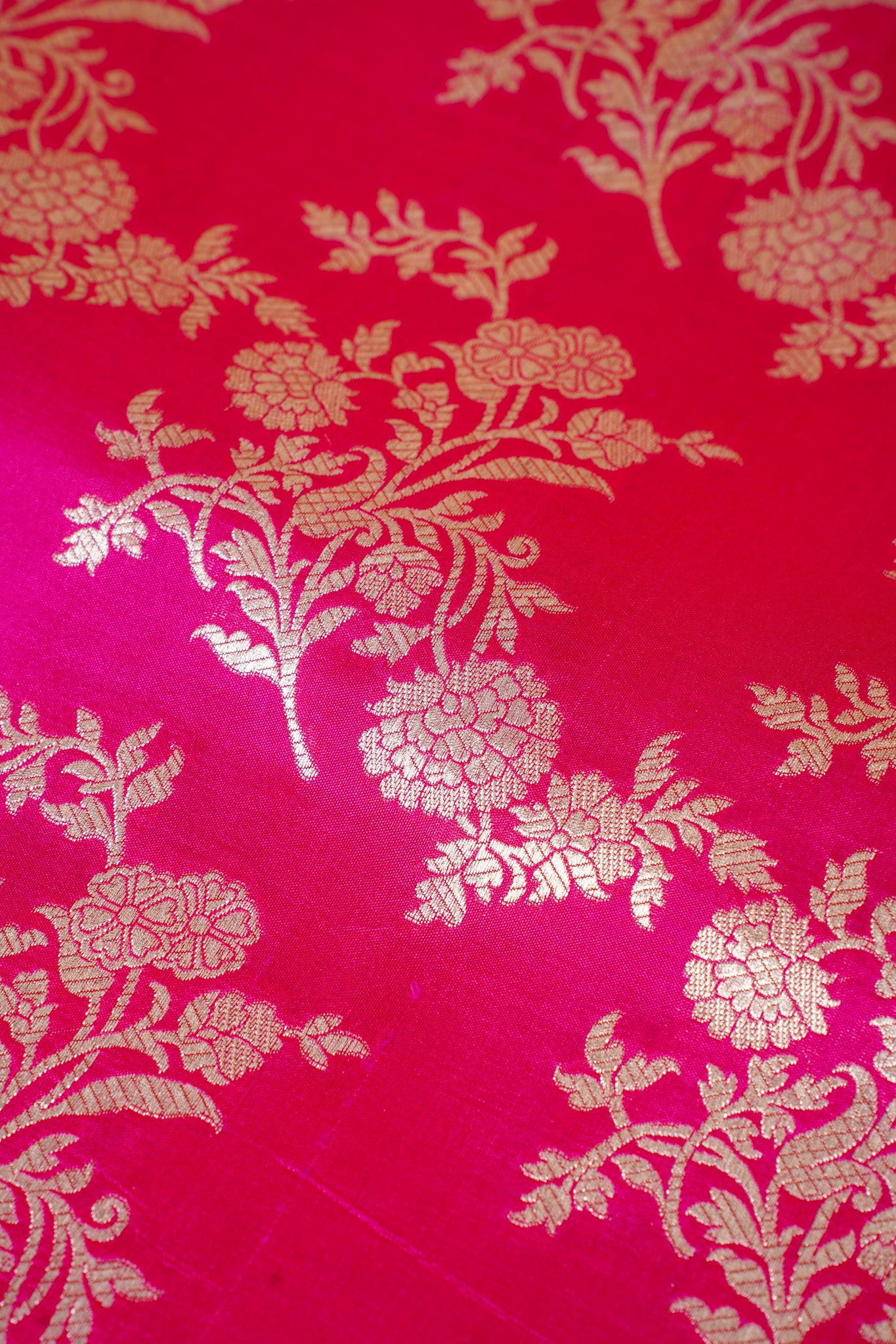 Rani Pink Banarasi Pure Katan Silk Jaal Saree