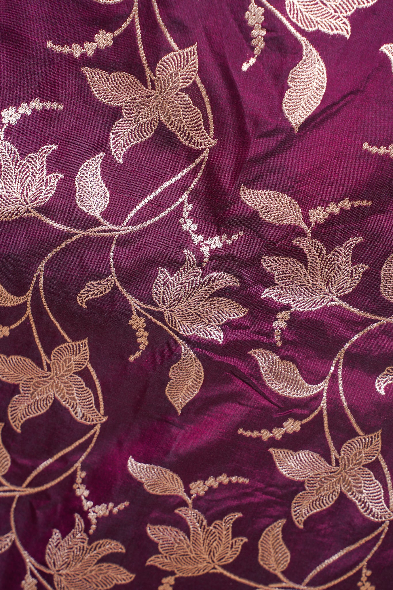 Wine Banarasi Pure Katan Silk Jaal Saree
