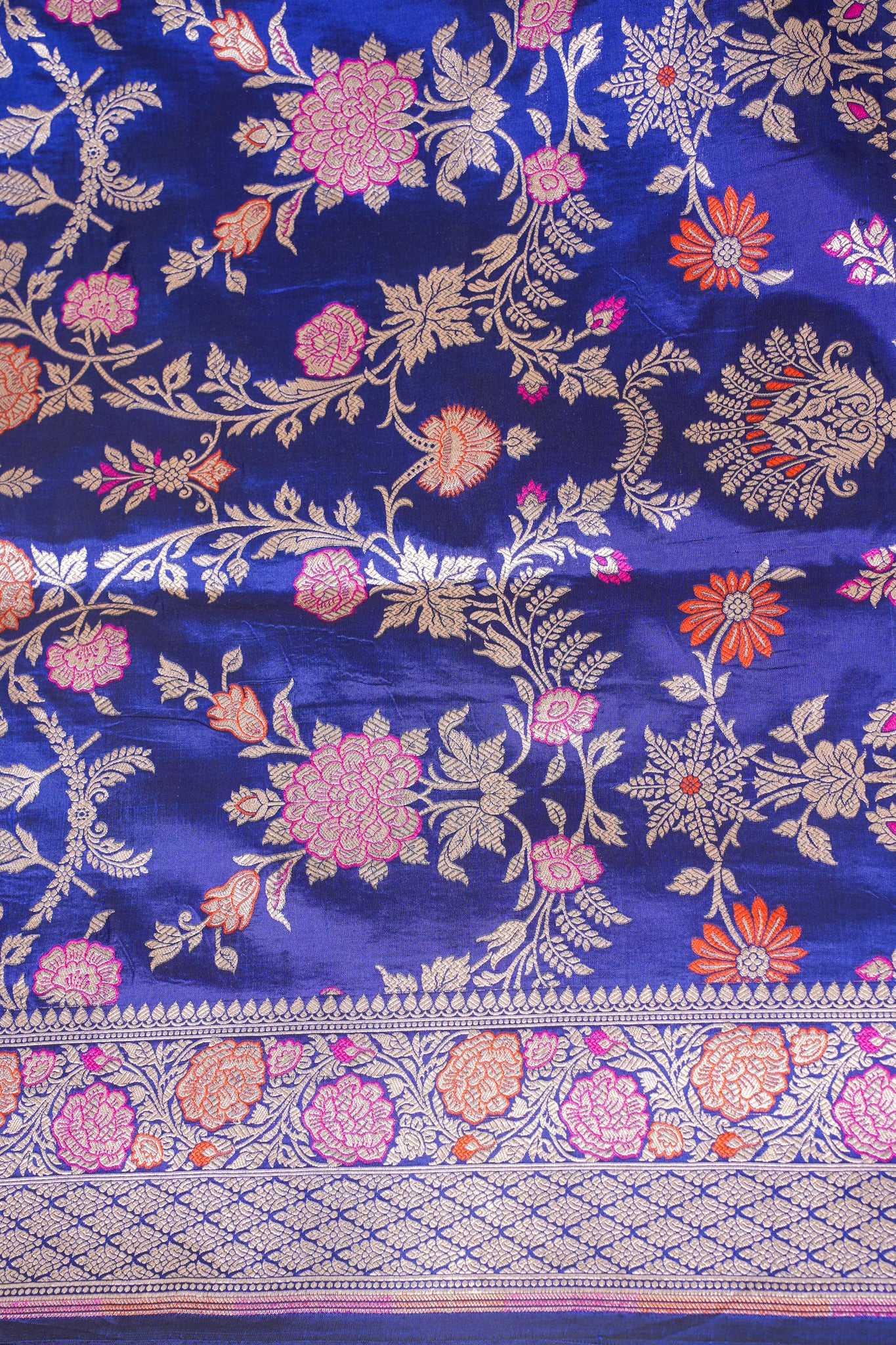 Royal Blue Banarasi Pure Katan Silk Minakari Jaal Saree