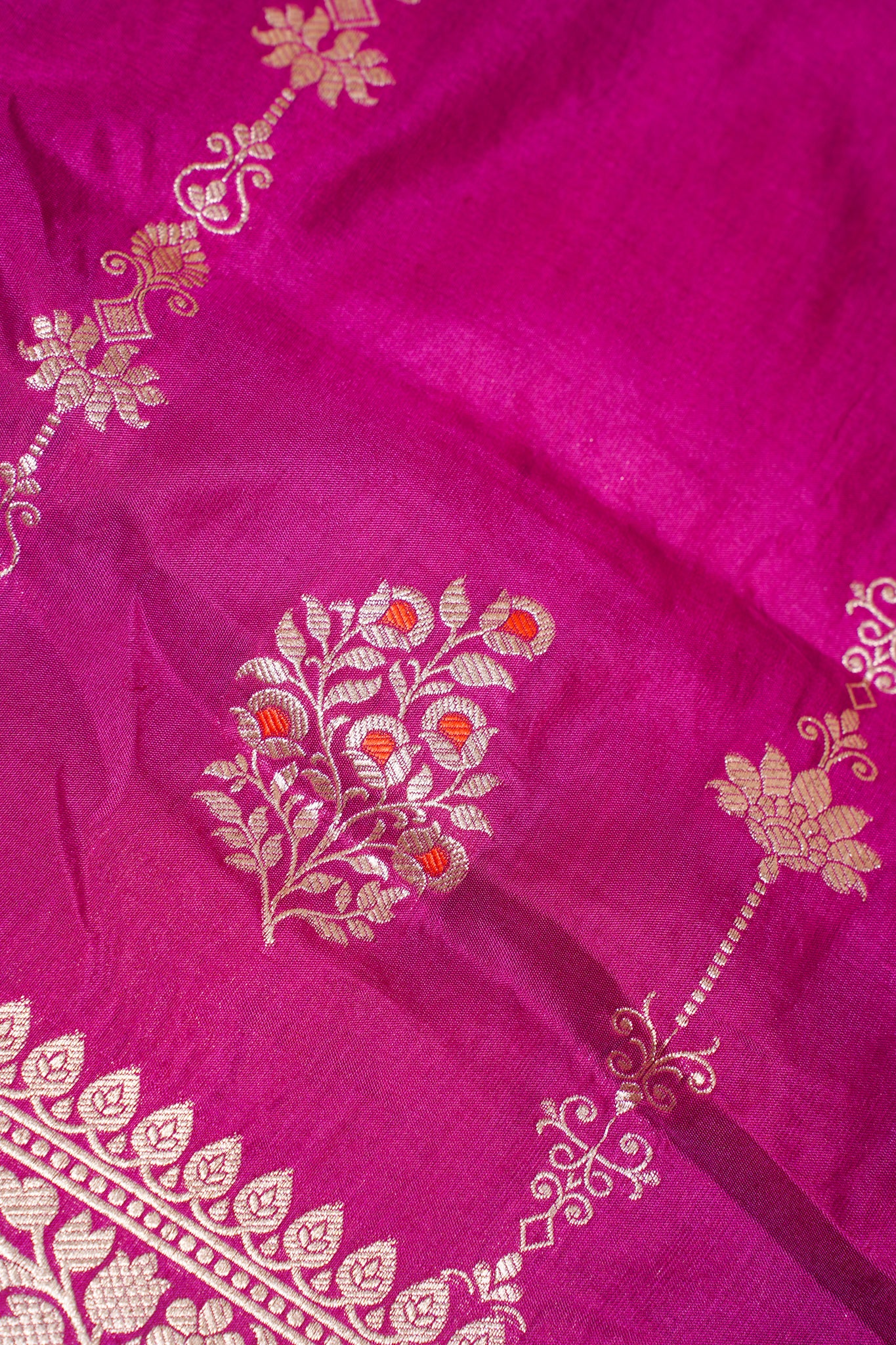 Rani Pink Banarasi Pure Katan Silk Minakari Saree