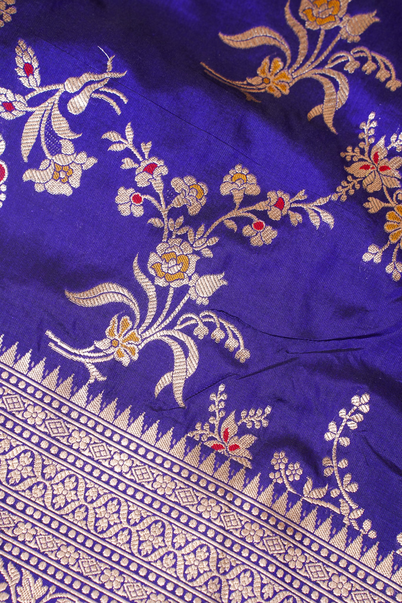 Royal Blue Banarasi Pure Katan Silk Minakari Jaal Saree