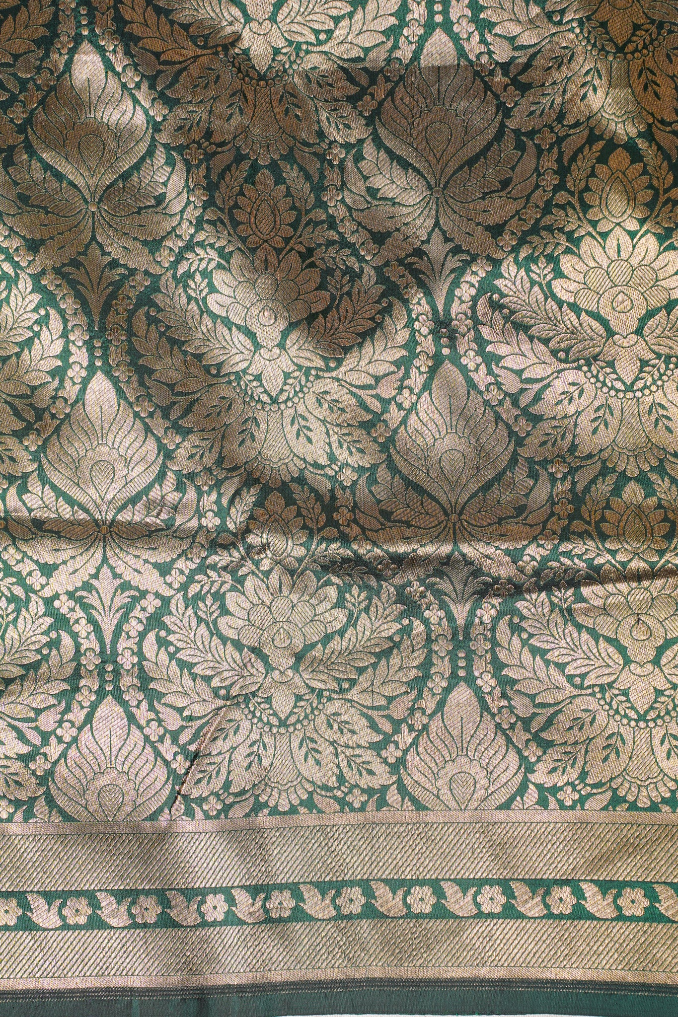 Emerald Green Banarasi Pure Brocade Saree