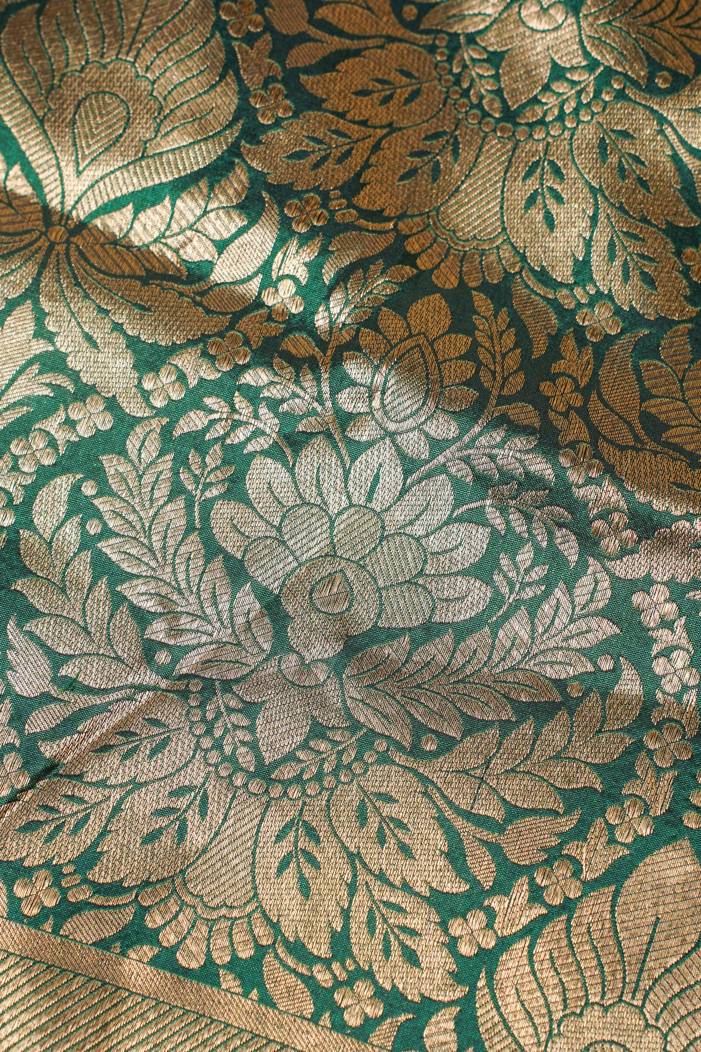 Emerald Green Banarasi Pure Brocade Saree