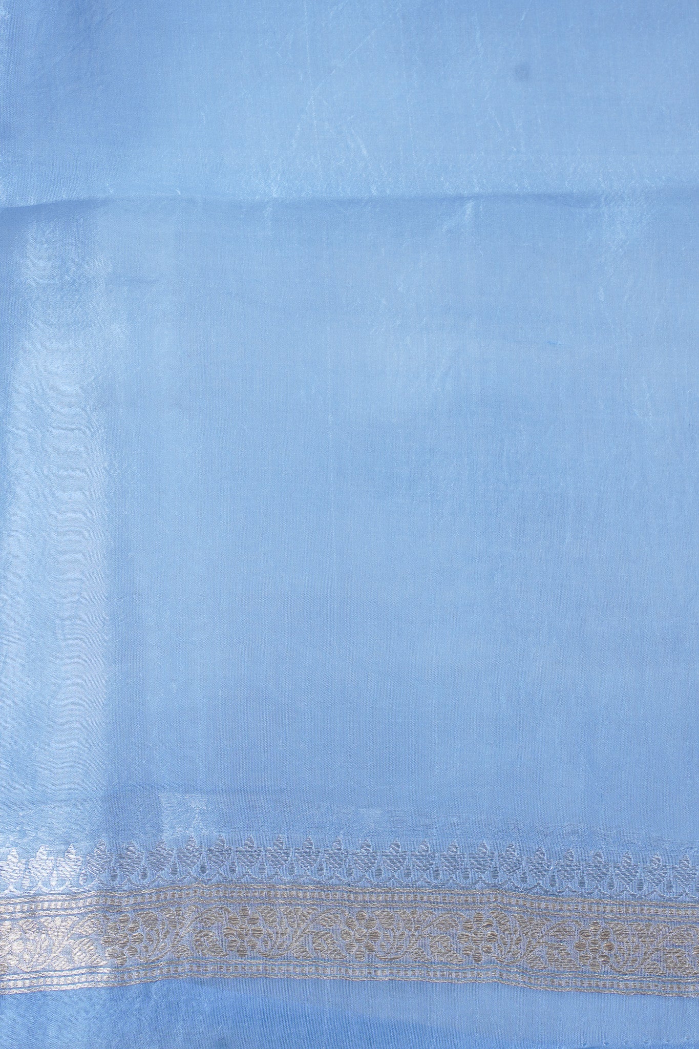 Powder Blue Handloom Kora Aada Rangkat Banarasi Saree