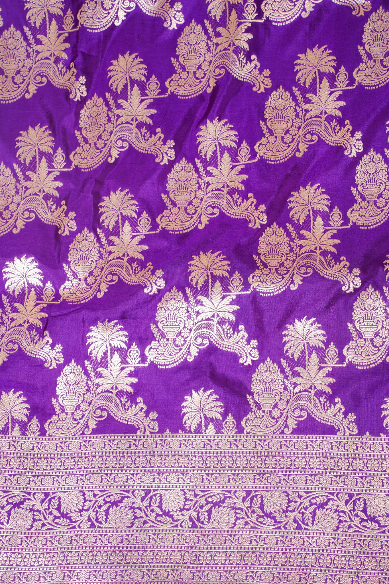 Purple Banarasi Pure Katan Silk Jaal Saree