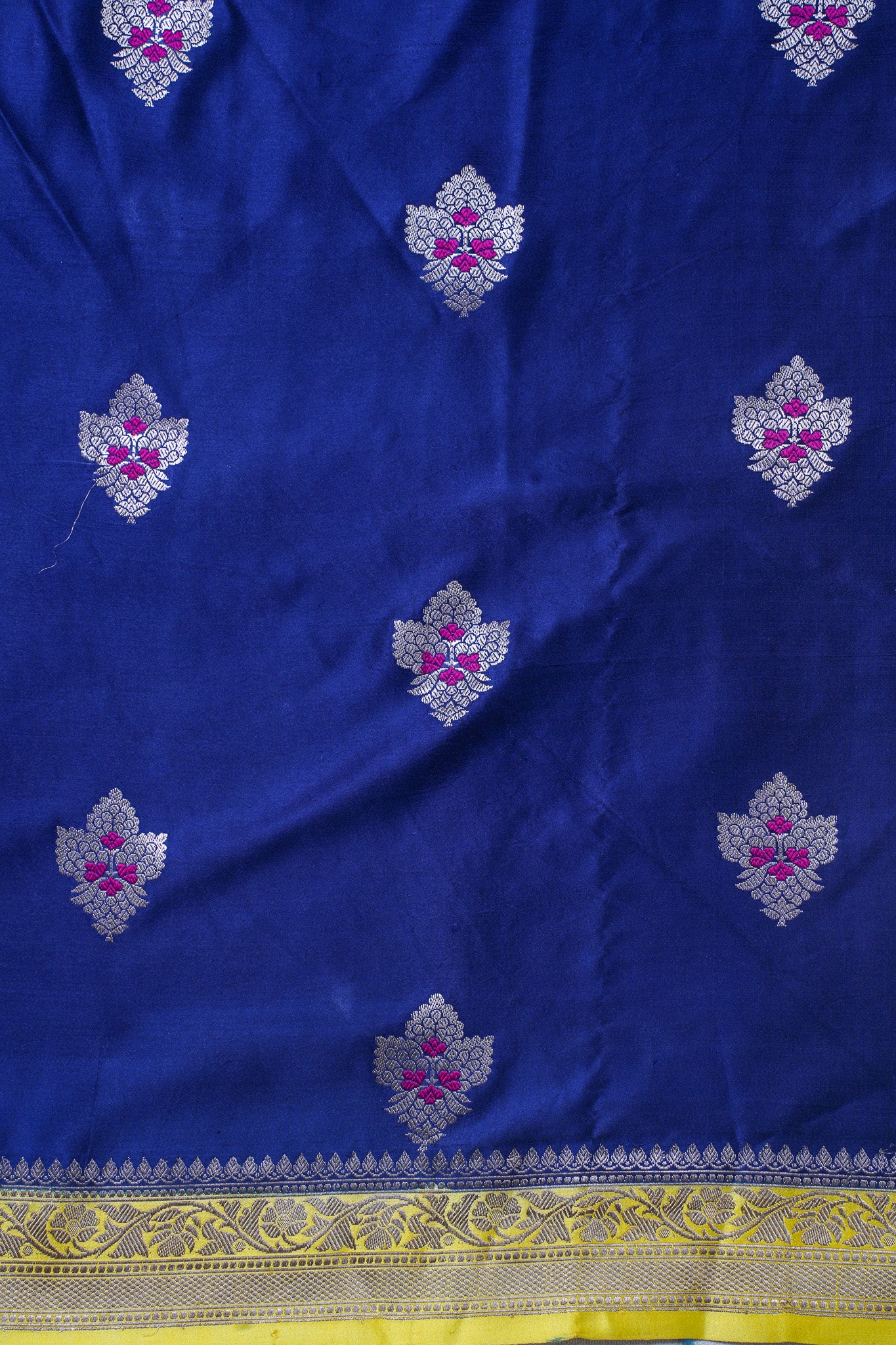 Royal Blue Handloom Mashru Silk Banarasi Saree