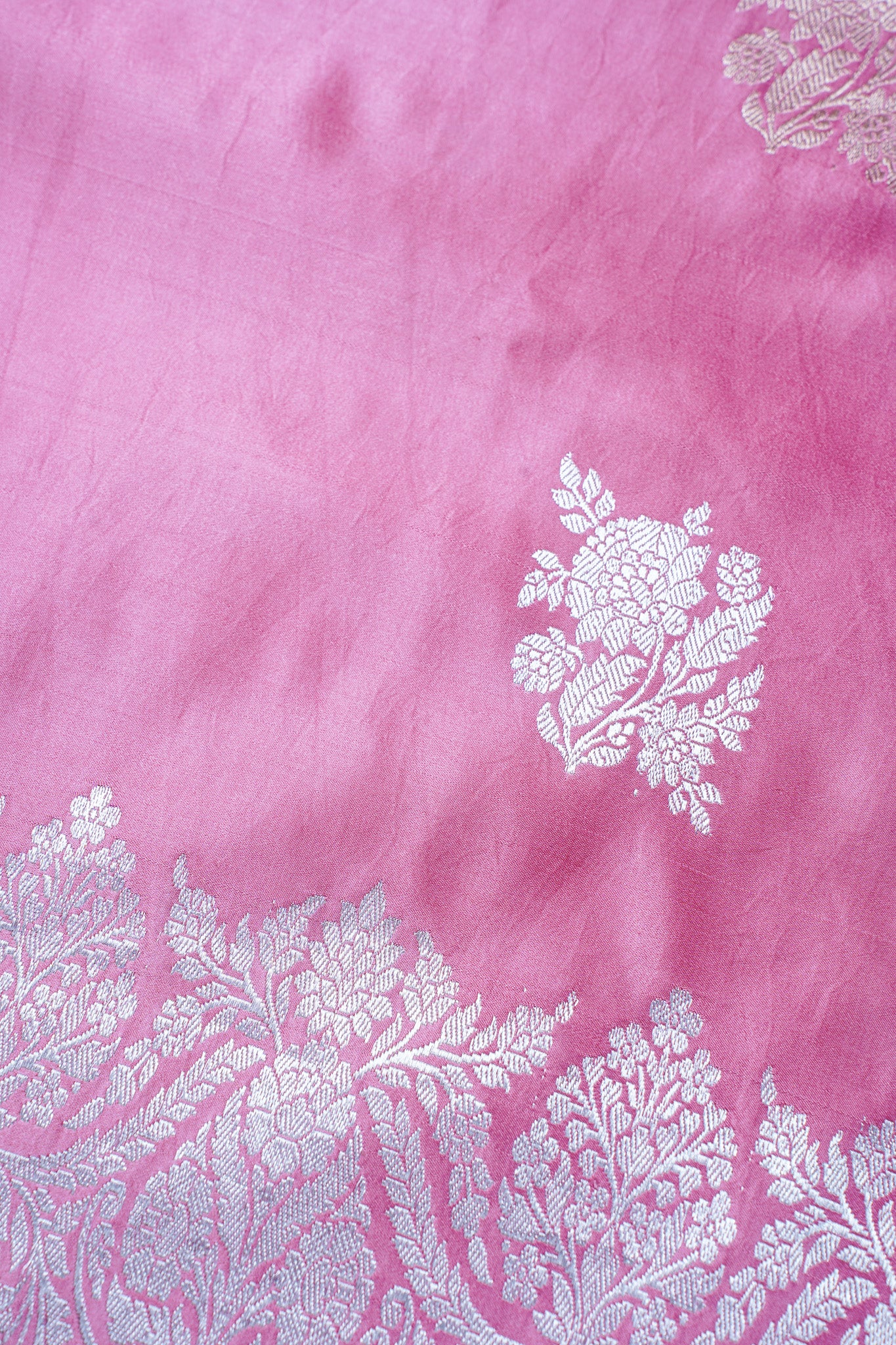 Rose Pink Handloom Mashru Silk Banarasi Saree
