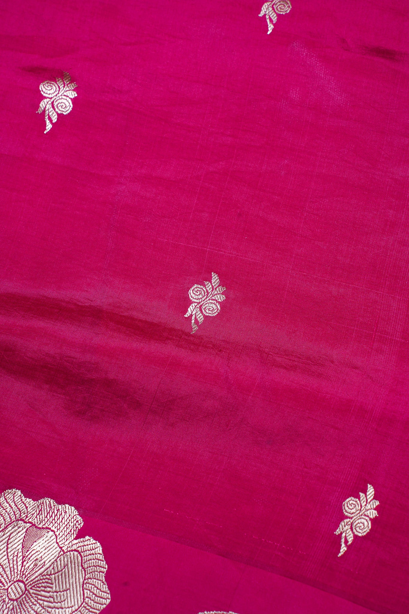 Rani Pink Handloom Pure Silk Banarasi Saree