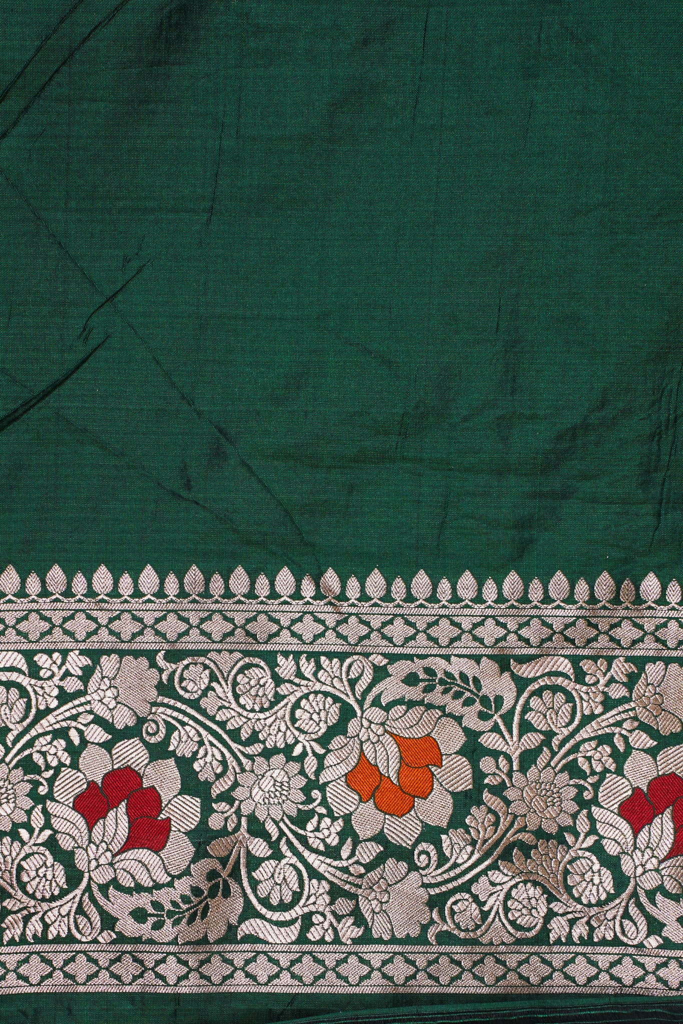 Emerald Green Banarasi Pure Katan Silk Minakari Jaal Saree