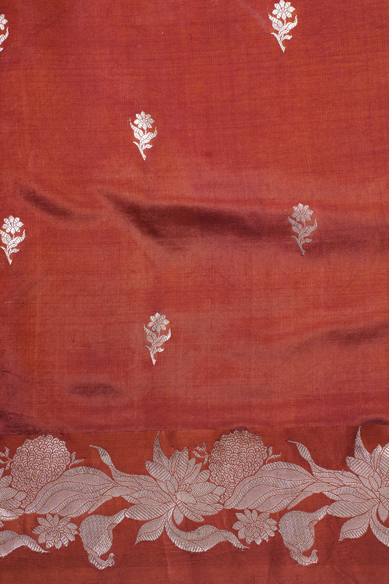 Rust-Copper Handloom Pure Silk Banarasi Saree