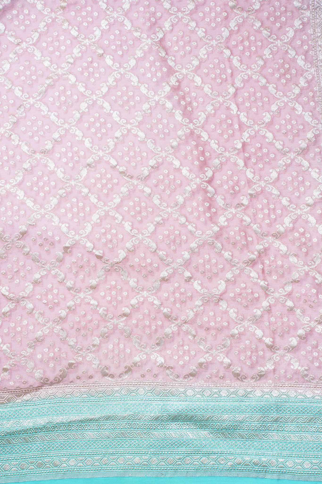 Pastel Pink Pure Khaddi Georgette Brocade Banarasi Saree