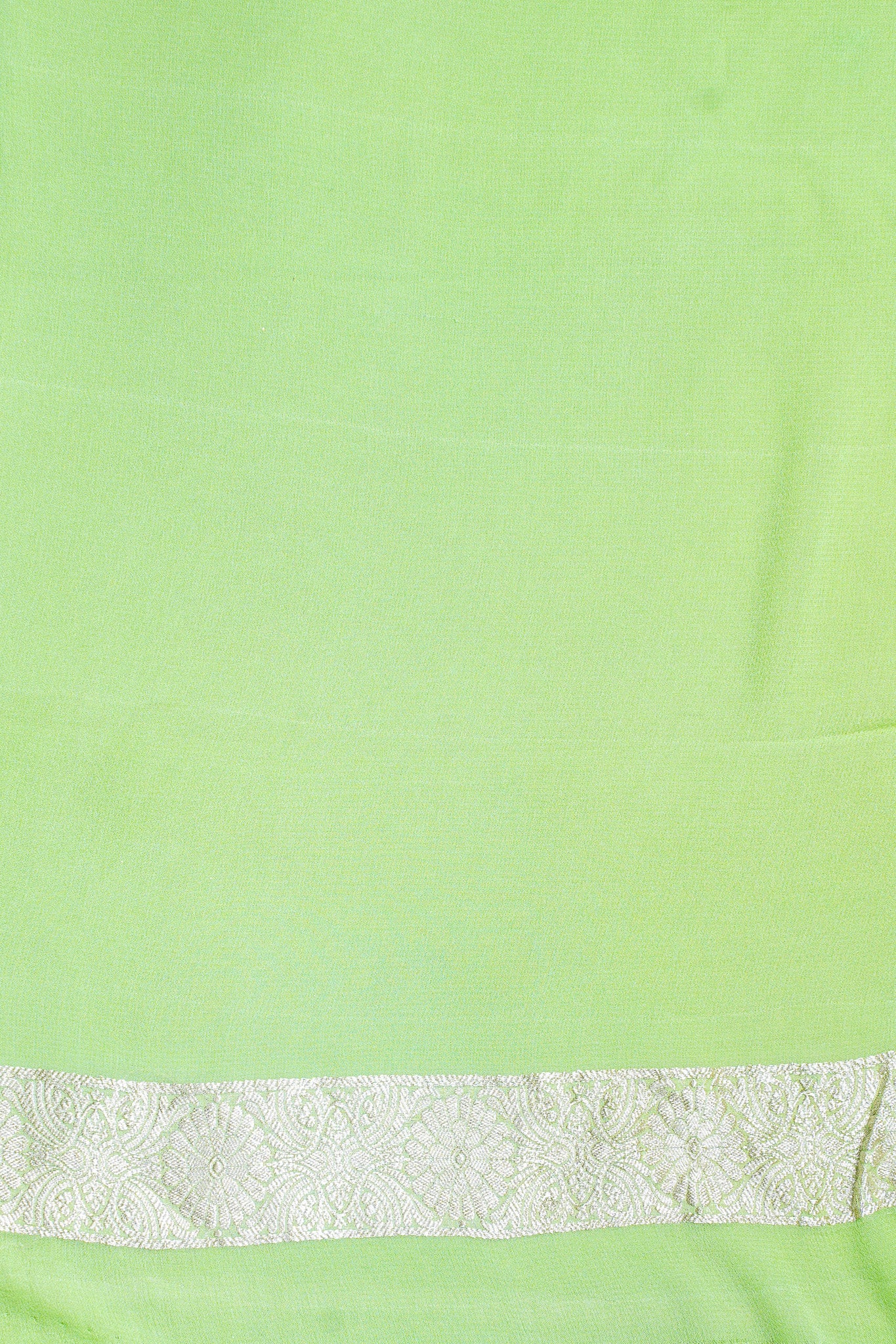 Pink & Pista Green Pure Khaddi Georgette Brocade Banarasi Saree