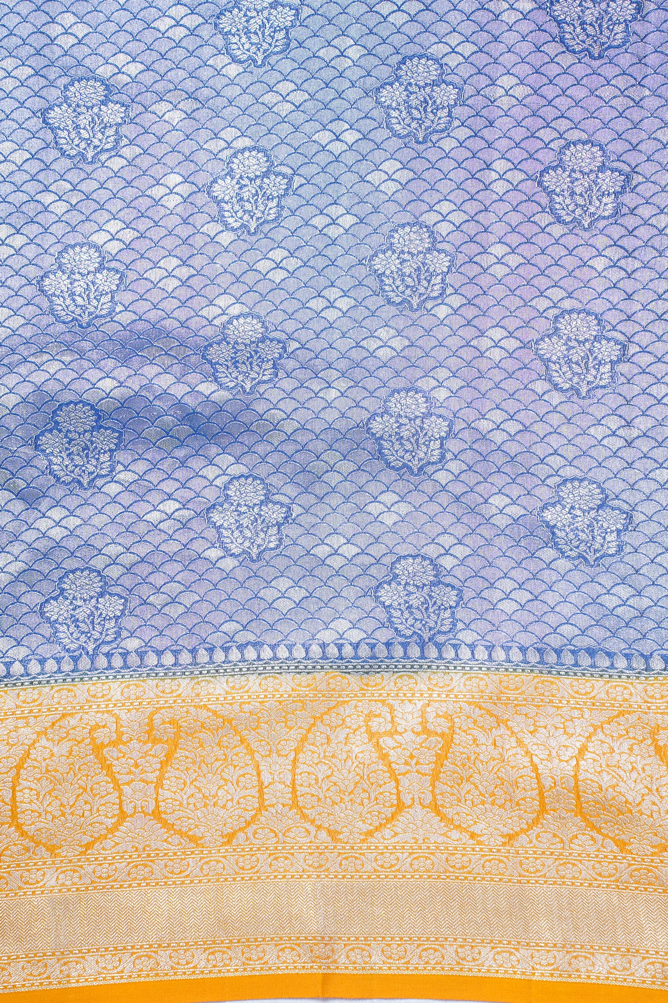 Blue Pure Khaddi Georgette Brocade Banarasi Saree