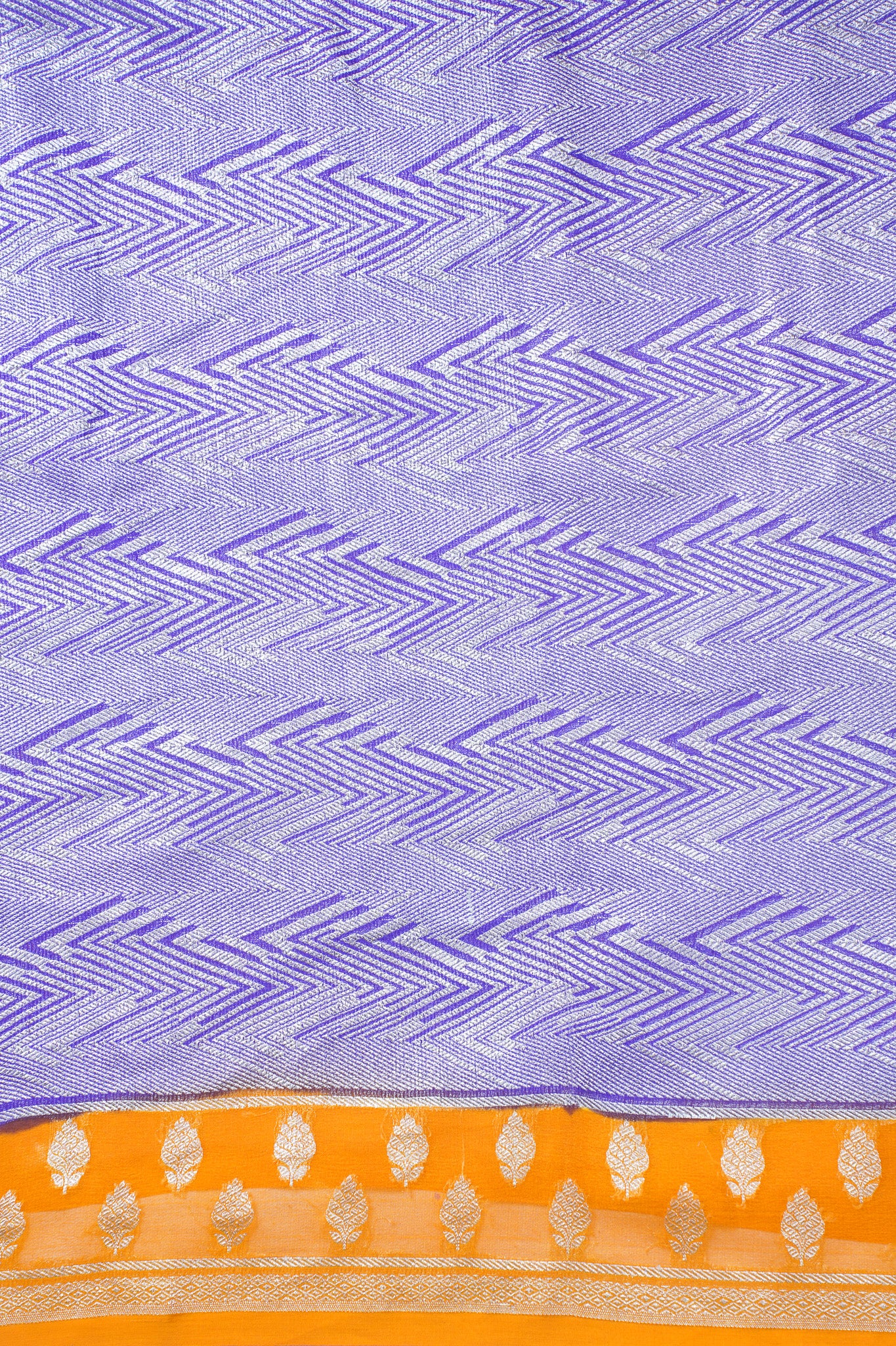 Lavender & Saffron Pure Khaddi Georgette Brocade Banarasi Saree