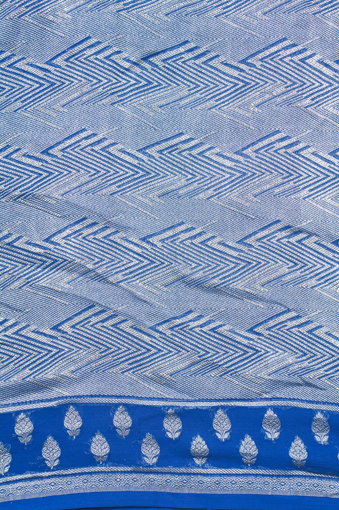 Grey & Blue Pure Khaddi Georgette Brocade Banarasi Saree