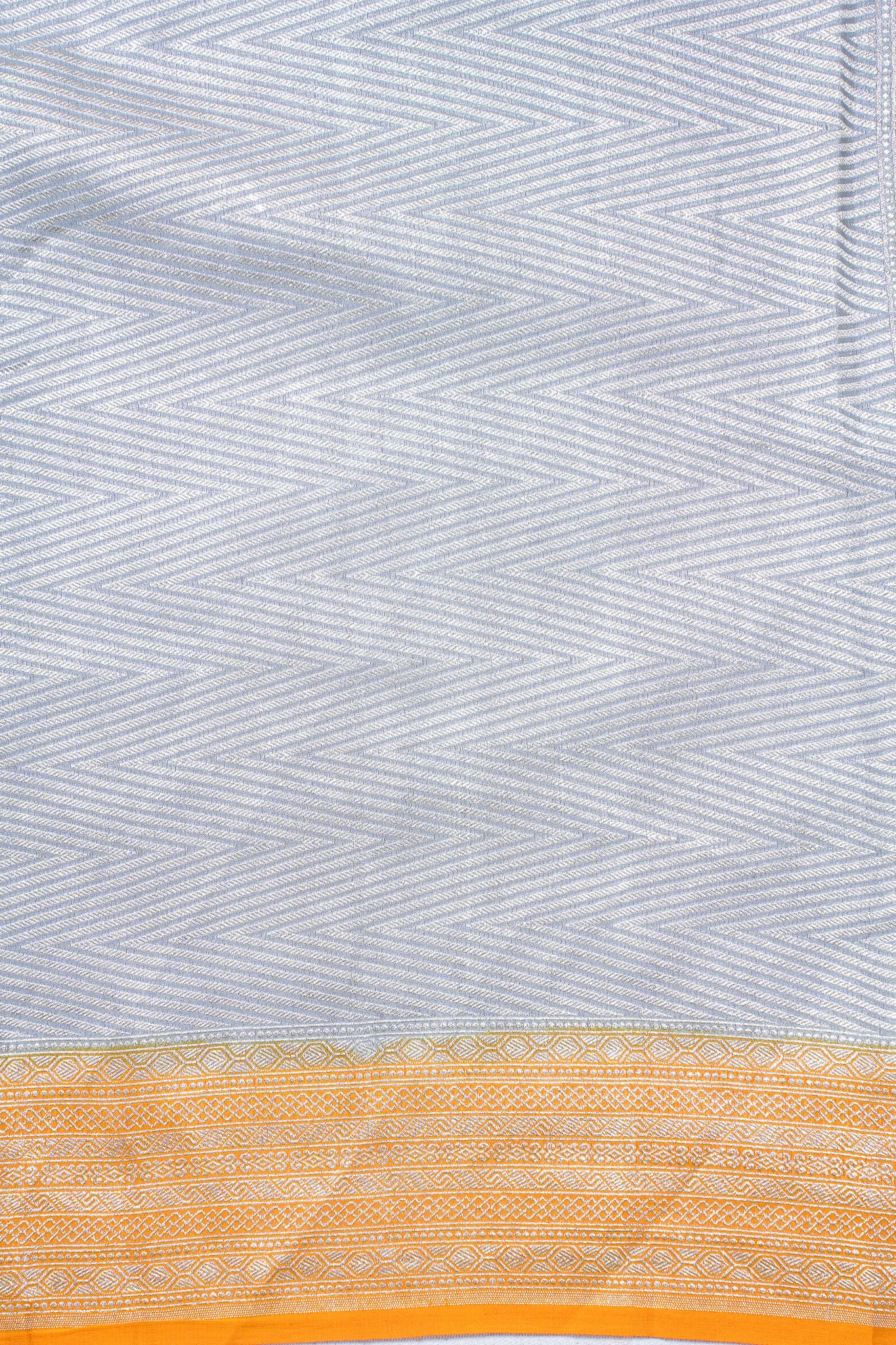 Grey & Mustard Pure Khaddi Georgette Brocade Banarasi Saree